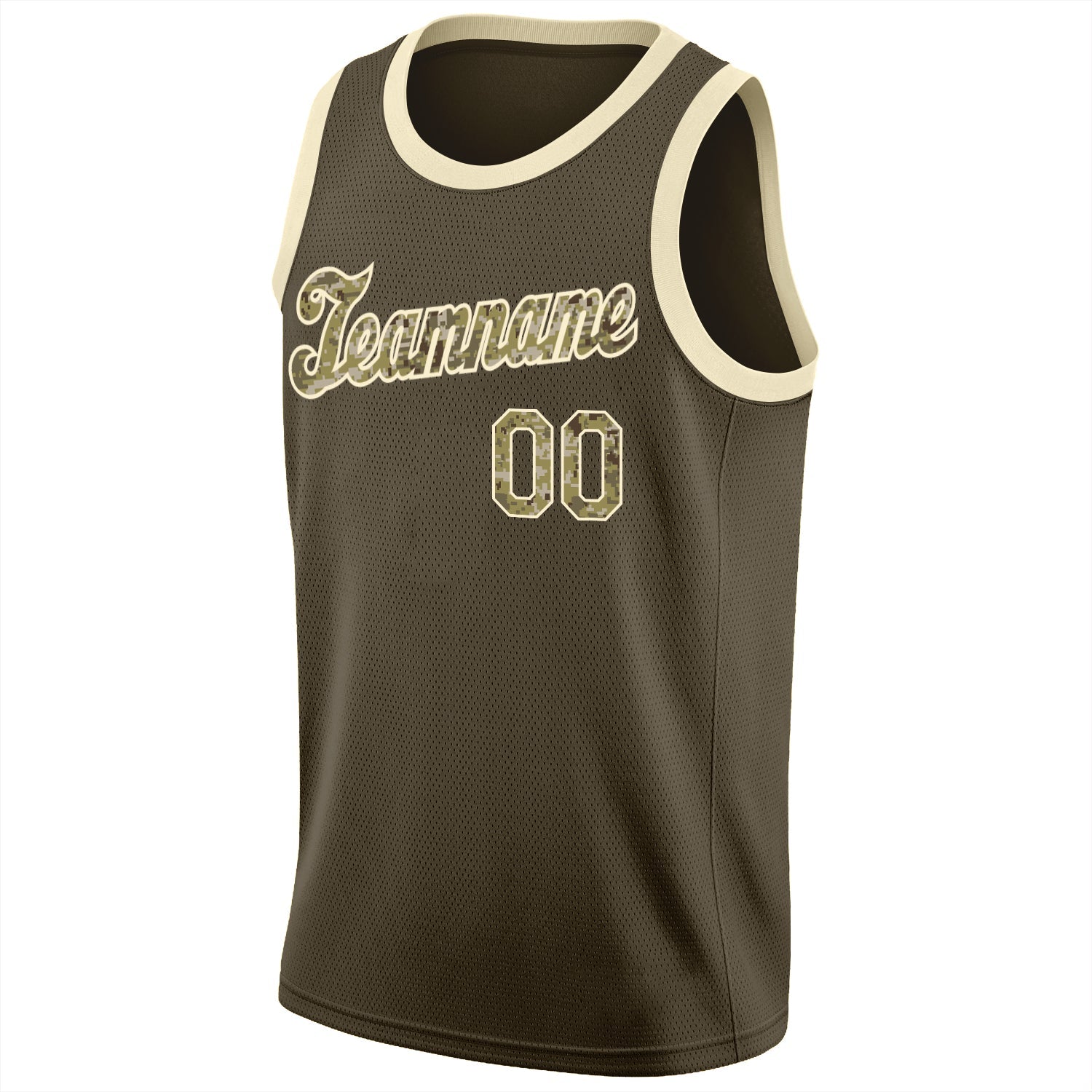 Custom Olive Camo-Cream Round Neck Rib-Knit Salute To Service Basketball Jersey view 5