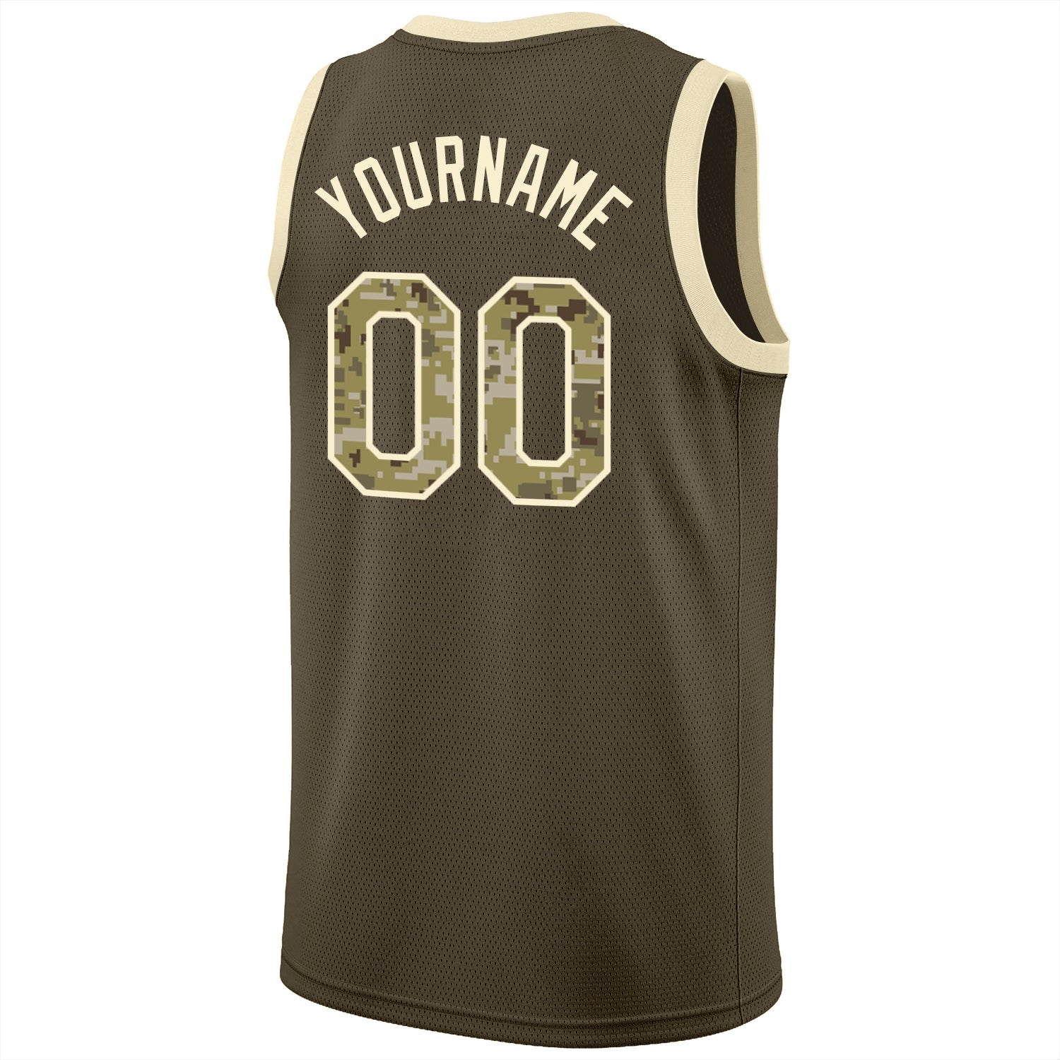 Custom Olive Camo-Cream Round Neck Rib-Knit Salute To Service Basketball Jersey view 6