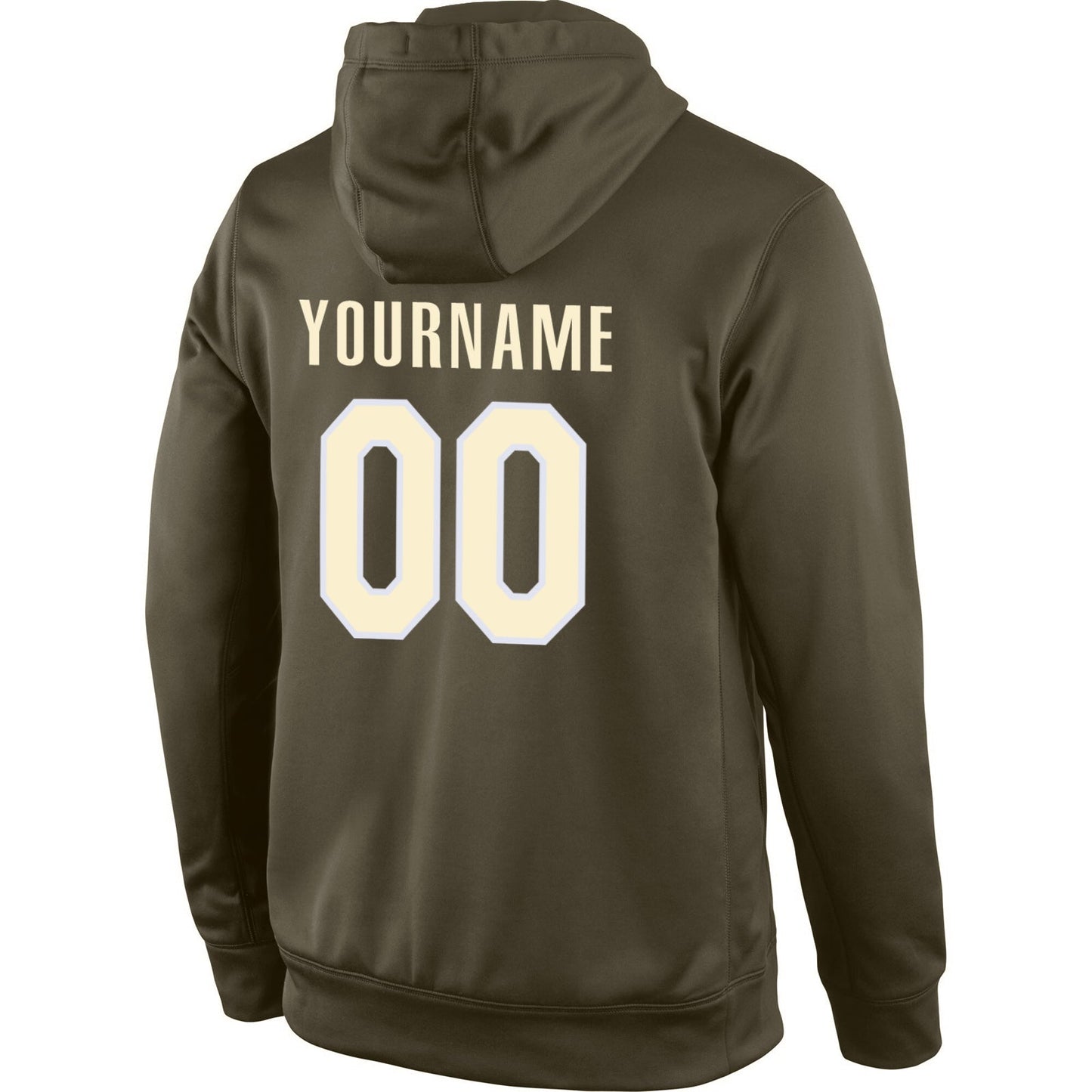 Custom Stitched Olive Cream-White Sports Pullover Sweatshirt Salute To Service Hoodie view 3