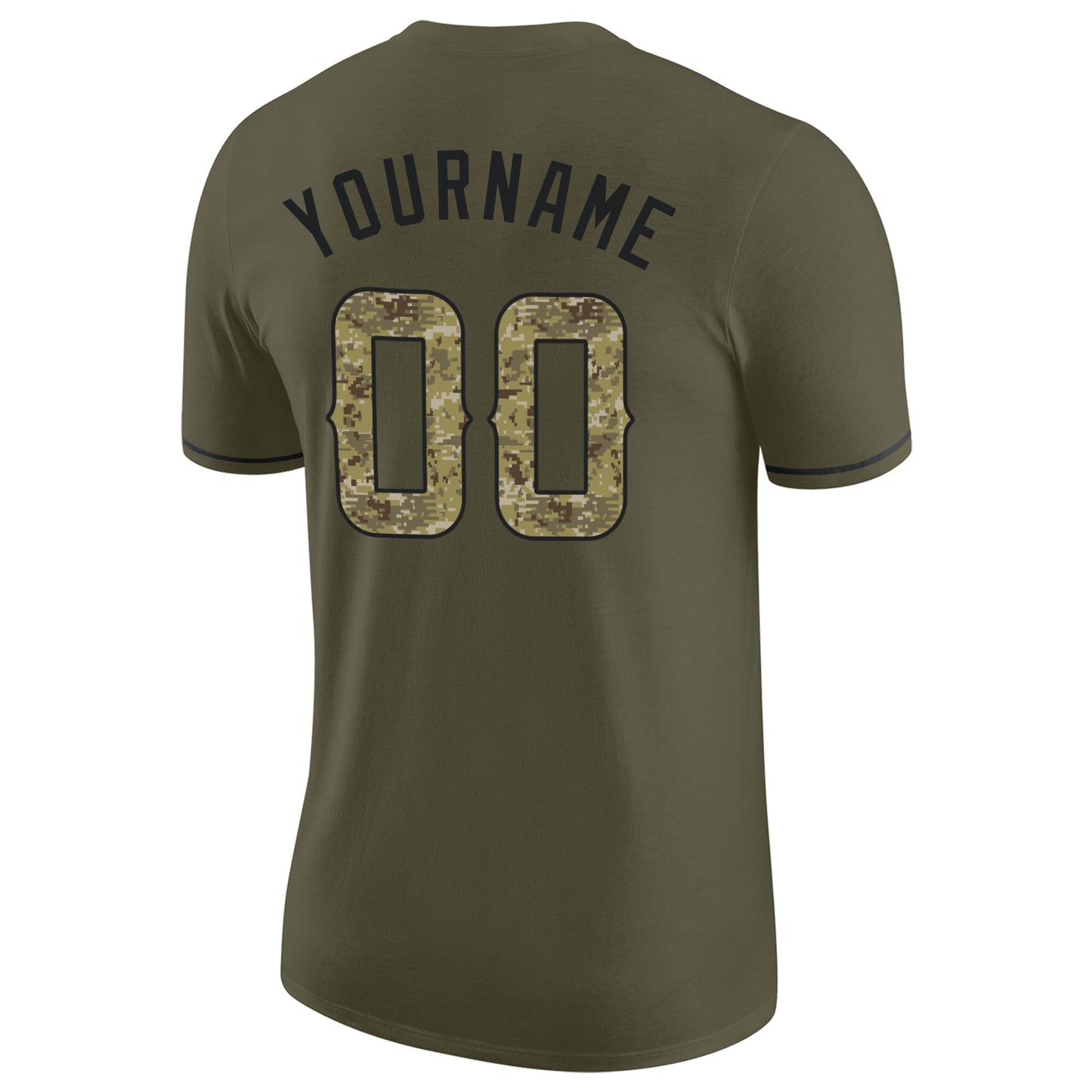 Custom Olive Camo-Black Performance Salute To Service T-Shirt view 6
