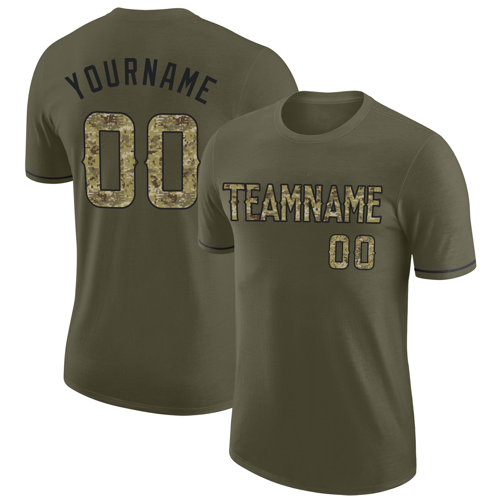 Custom Olive Camo-Black Performance Salute To Service T-Shirt - Main View