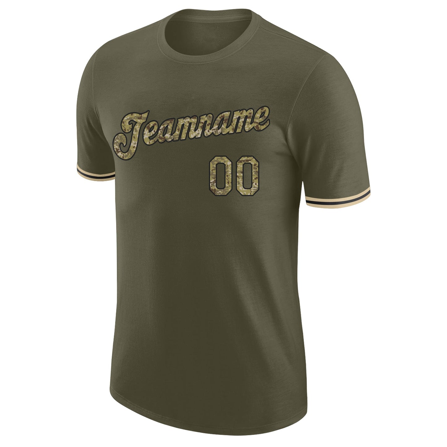 Custom Olive Camo-Black Performance Salute To Service T-Shirt view 6