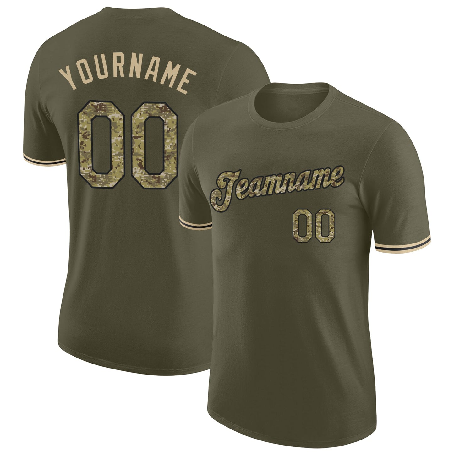 Custom Olive Camo-Black Performance Salute To Service T-Shirt - Main View