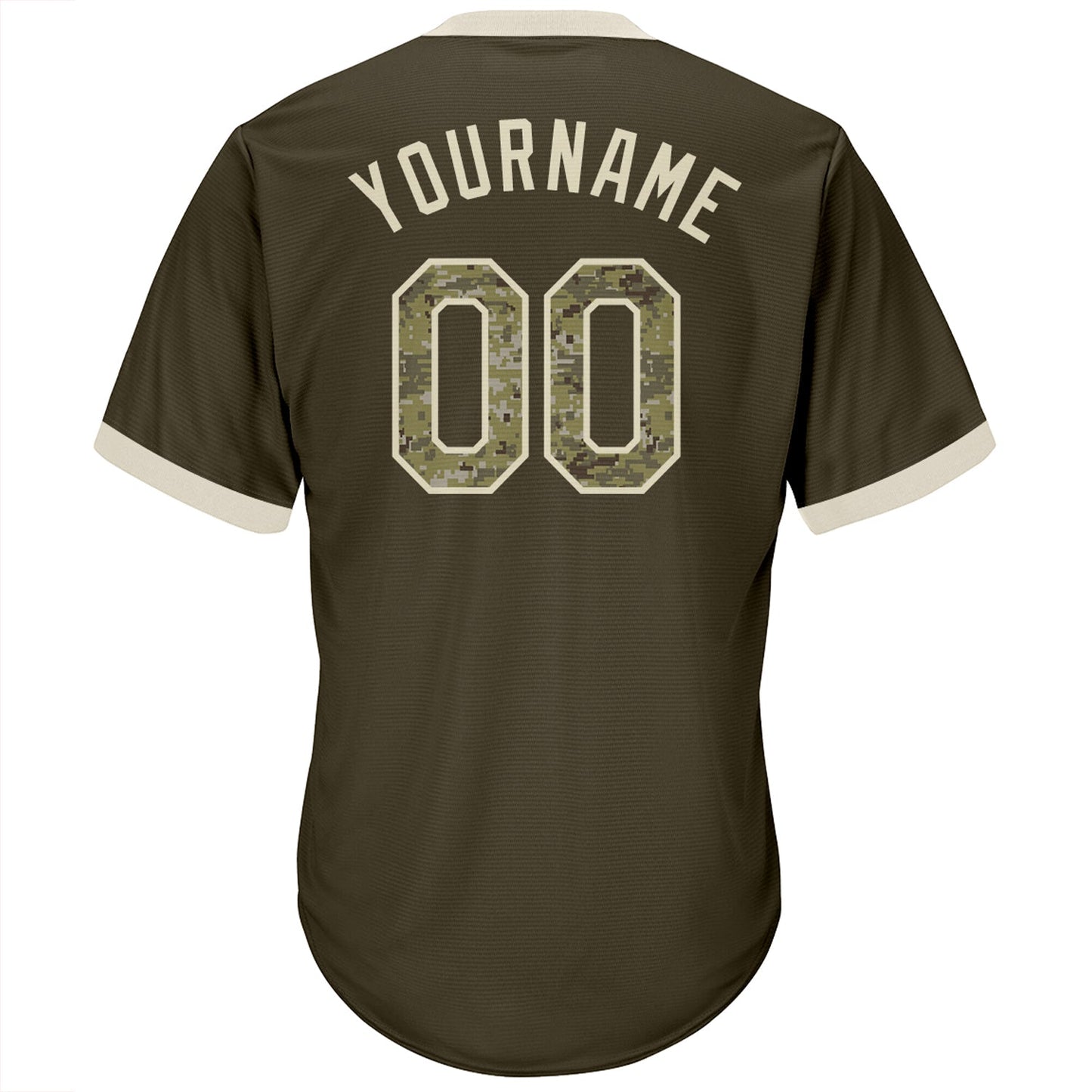 Custom Olive Camo-Cream Authentic Throwback Rib-Knit Salute To Service Baseball Jersey Shirt view 4