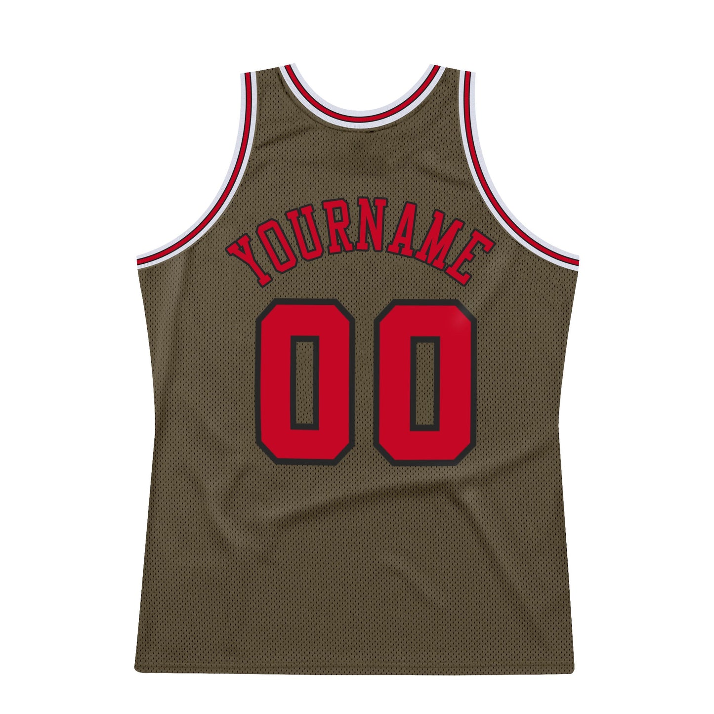 Custom Olive Red-Black Authentic Throwback Salute To Service Basketball Jersey view 6