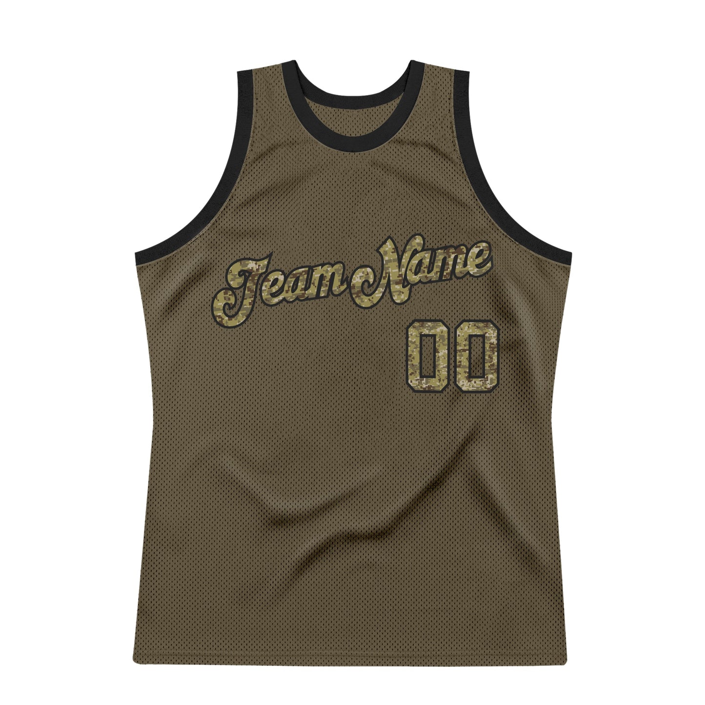 Custom Olive Camo-Black Authentic Throwback Salute To Service Basketball Jersey view 5
