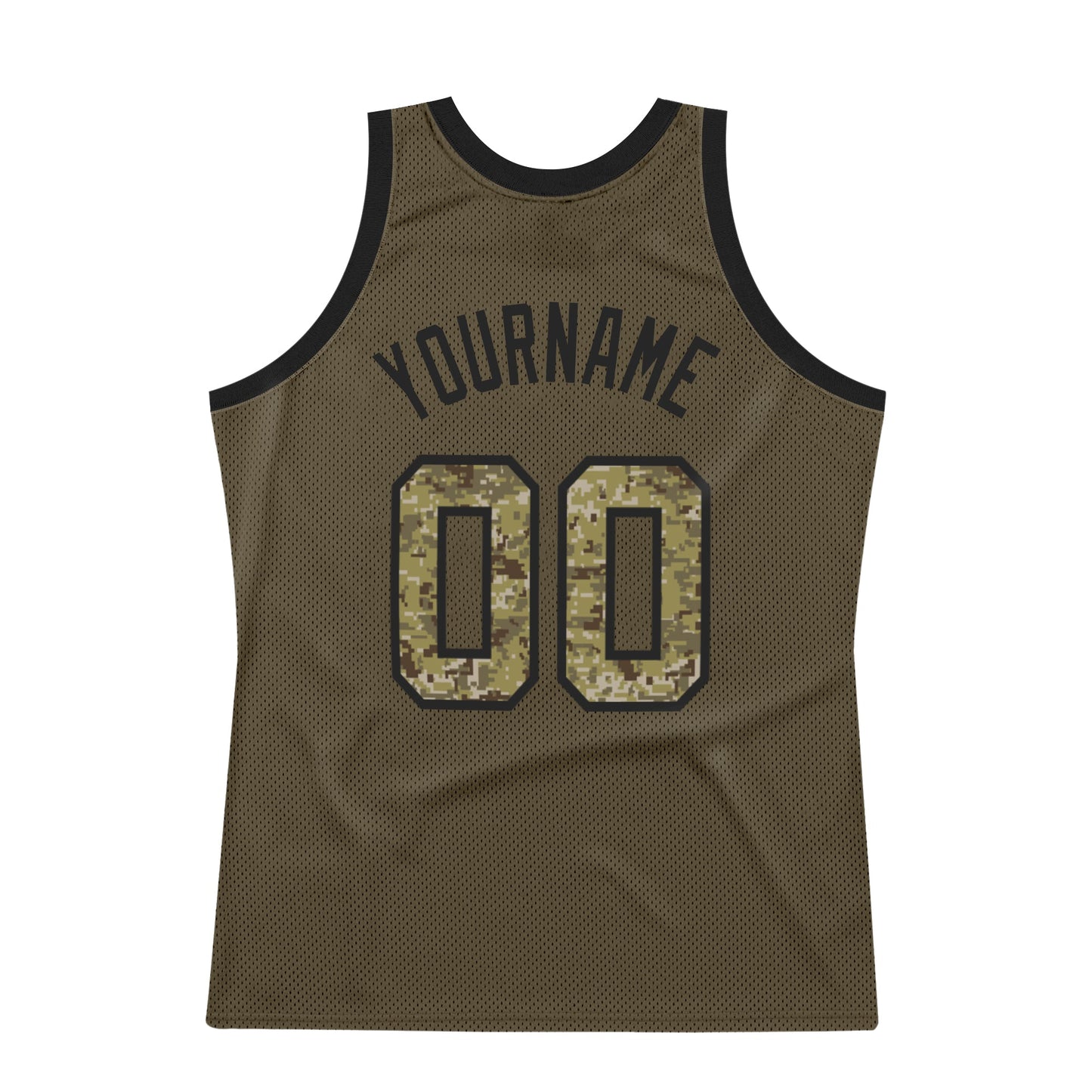 Custom Olive Camo-Black Authentic Throwback Salute To Service Basketball Jersey view 6
