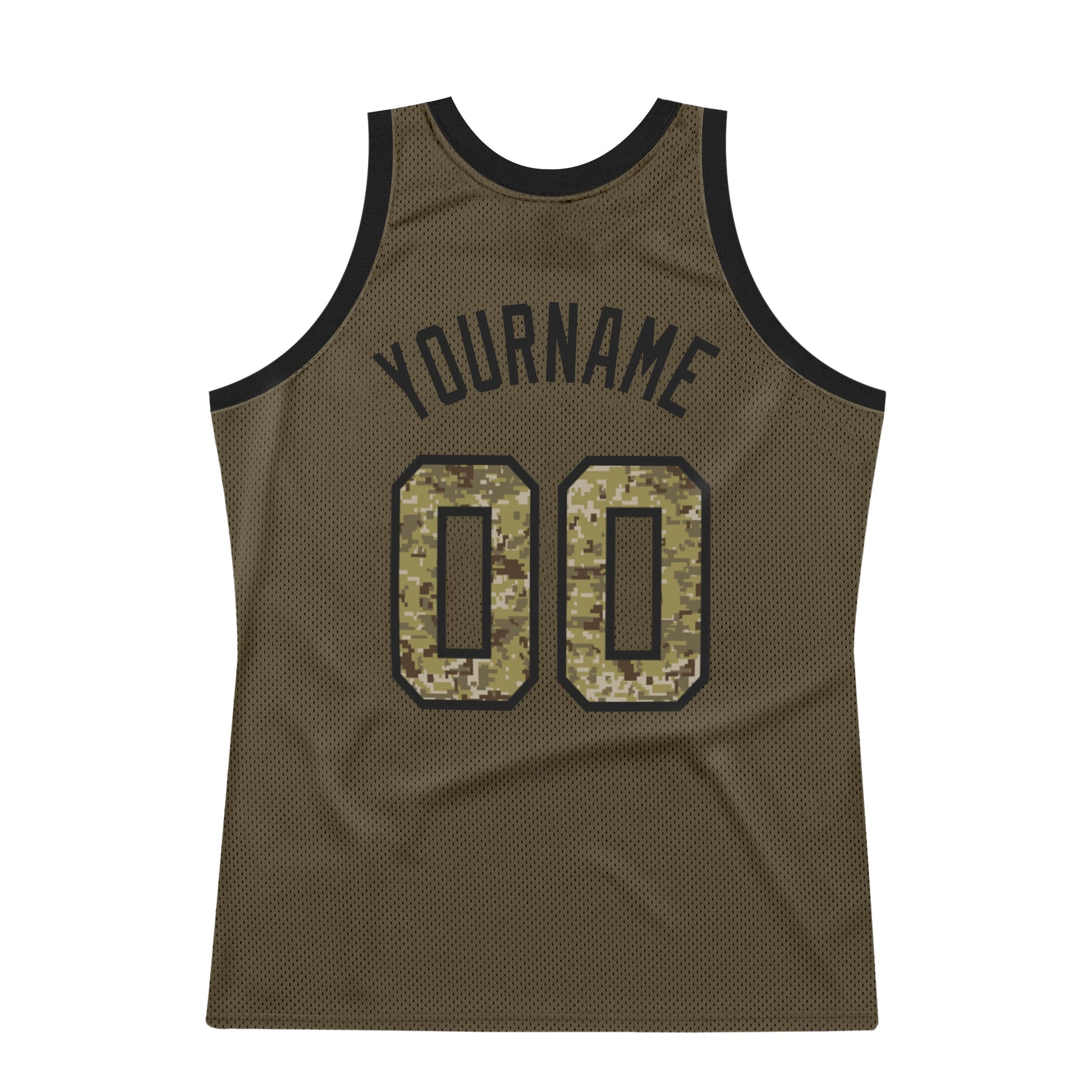 Custom Olive Camo-Black Authentic Throwback Salute To Service Basketball Jersey view 6