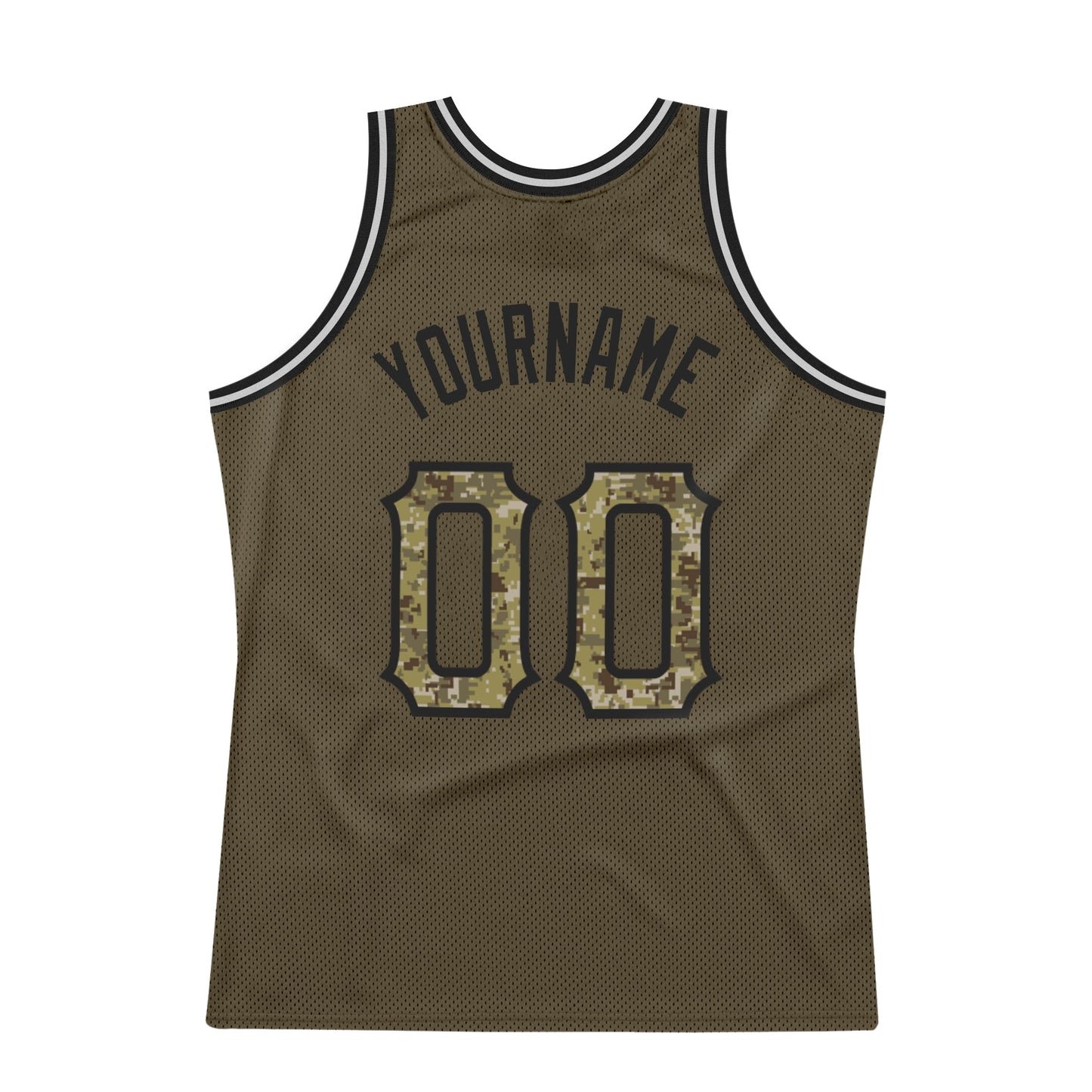 Custom Olive Camo-Black Authentic Throwback Salute To Service Basketball Jersey view 6