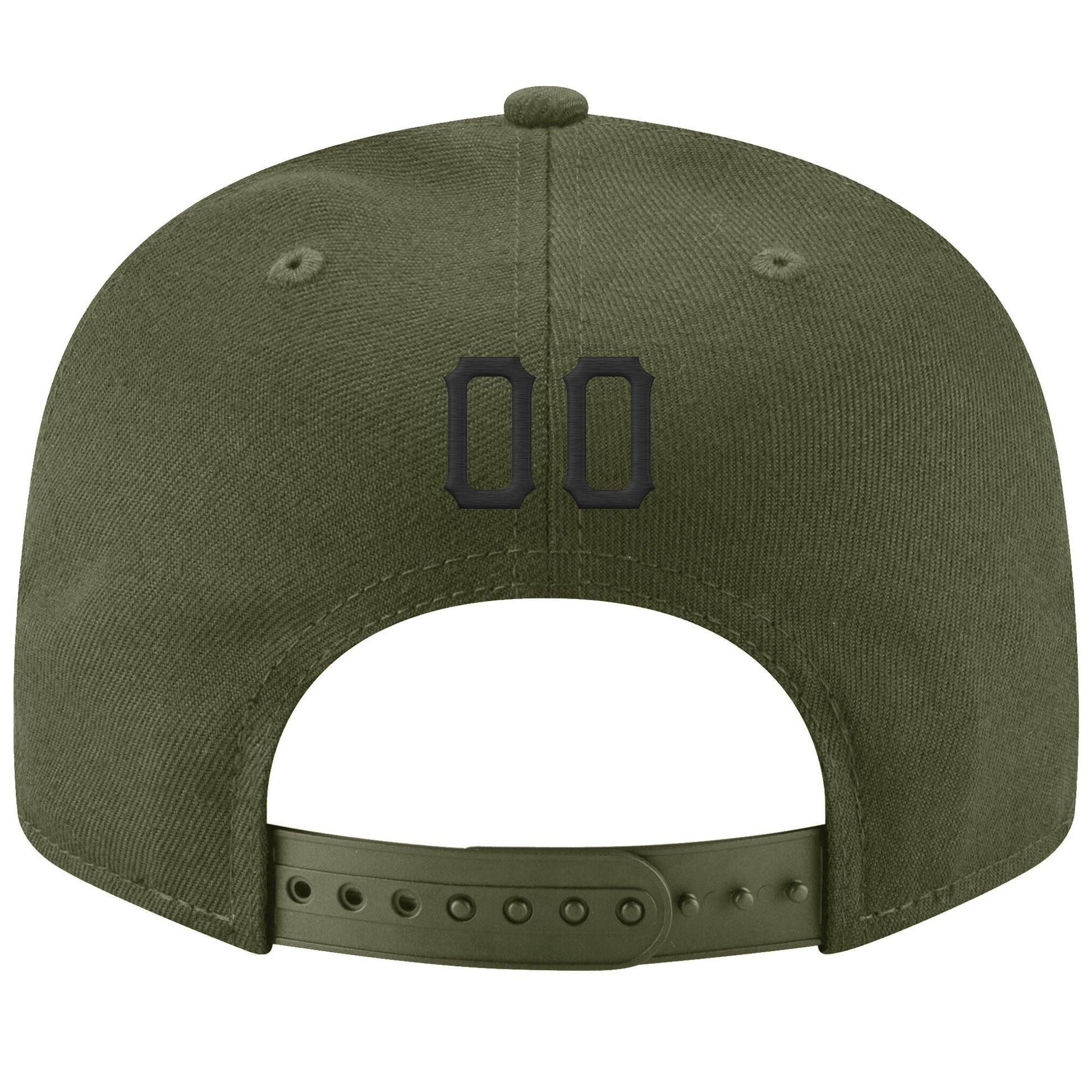 Custom Olive Black-Cream Stitched Adjustable Snapback Salute To Service Hat view 3