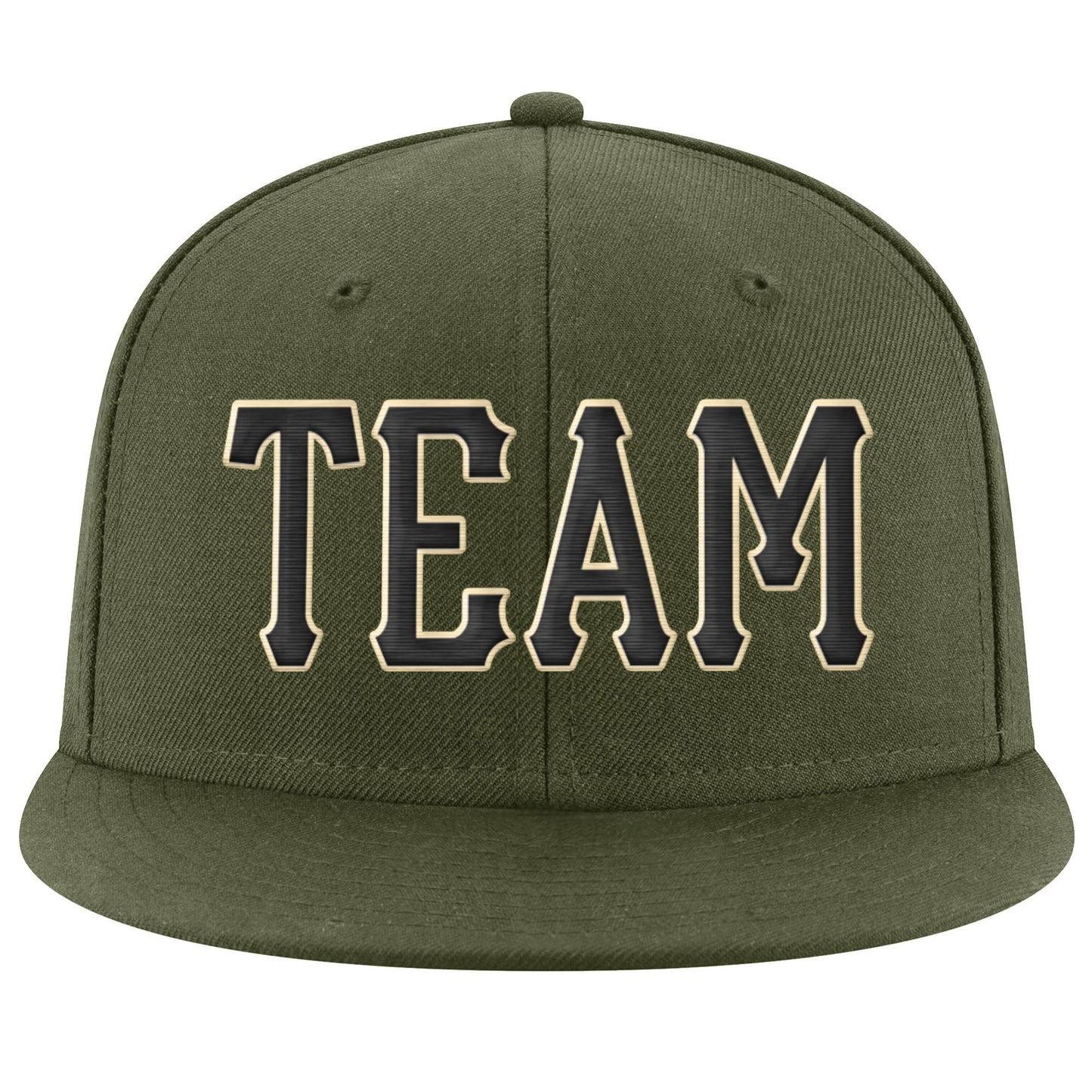 Custom Olive Black-Cream Stitched Adjustable Snapback Salute To Service Hat view 2