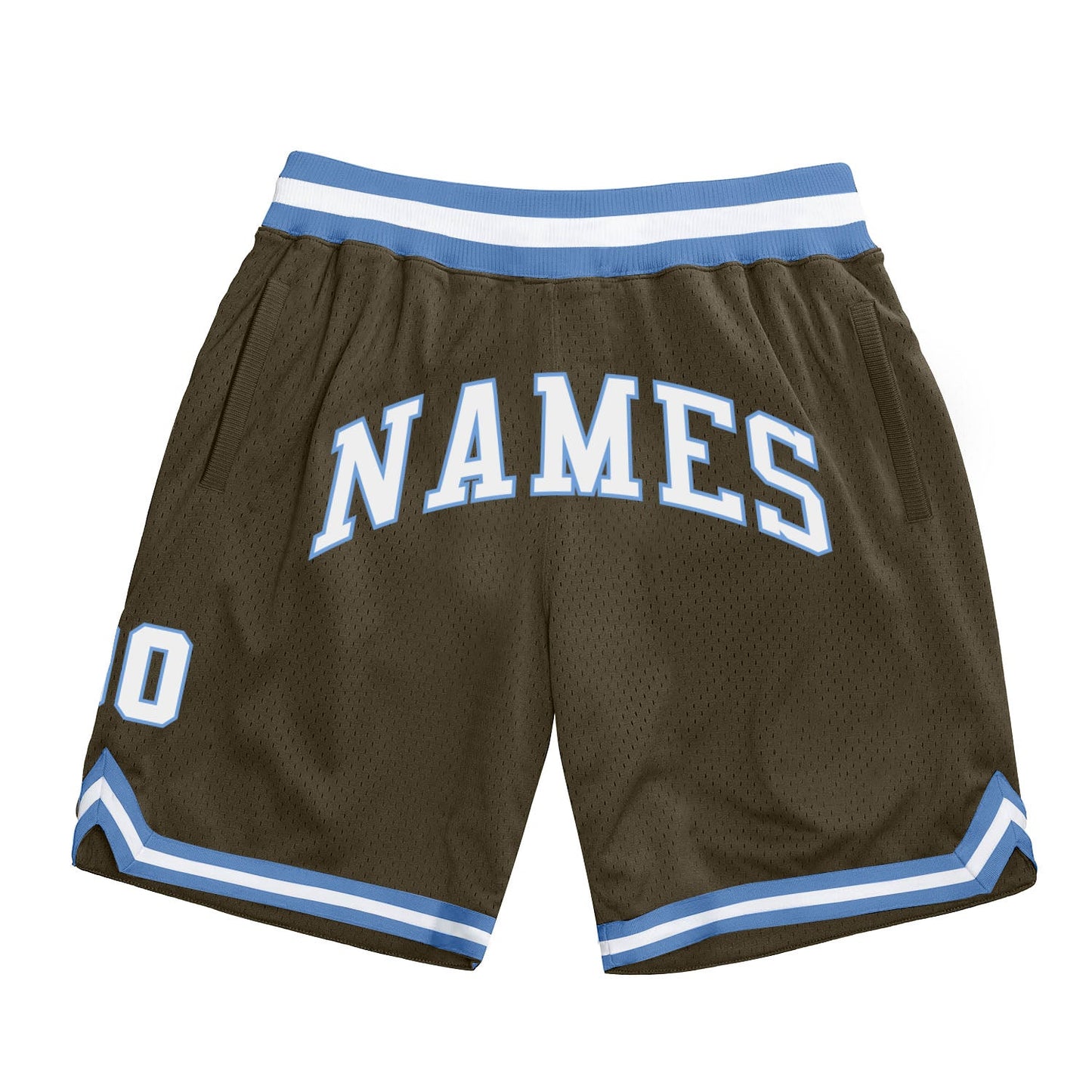 Custom Olive White-Light Blue Authentic Throwback Salute To Service Basketball Shorts - Main View