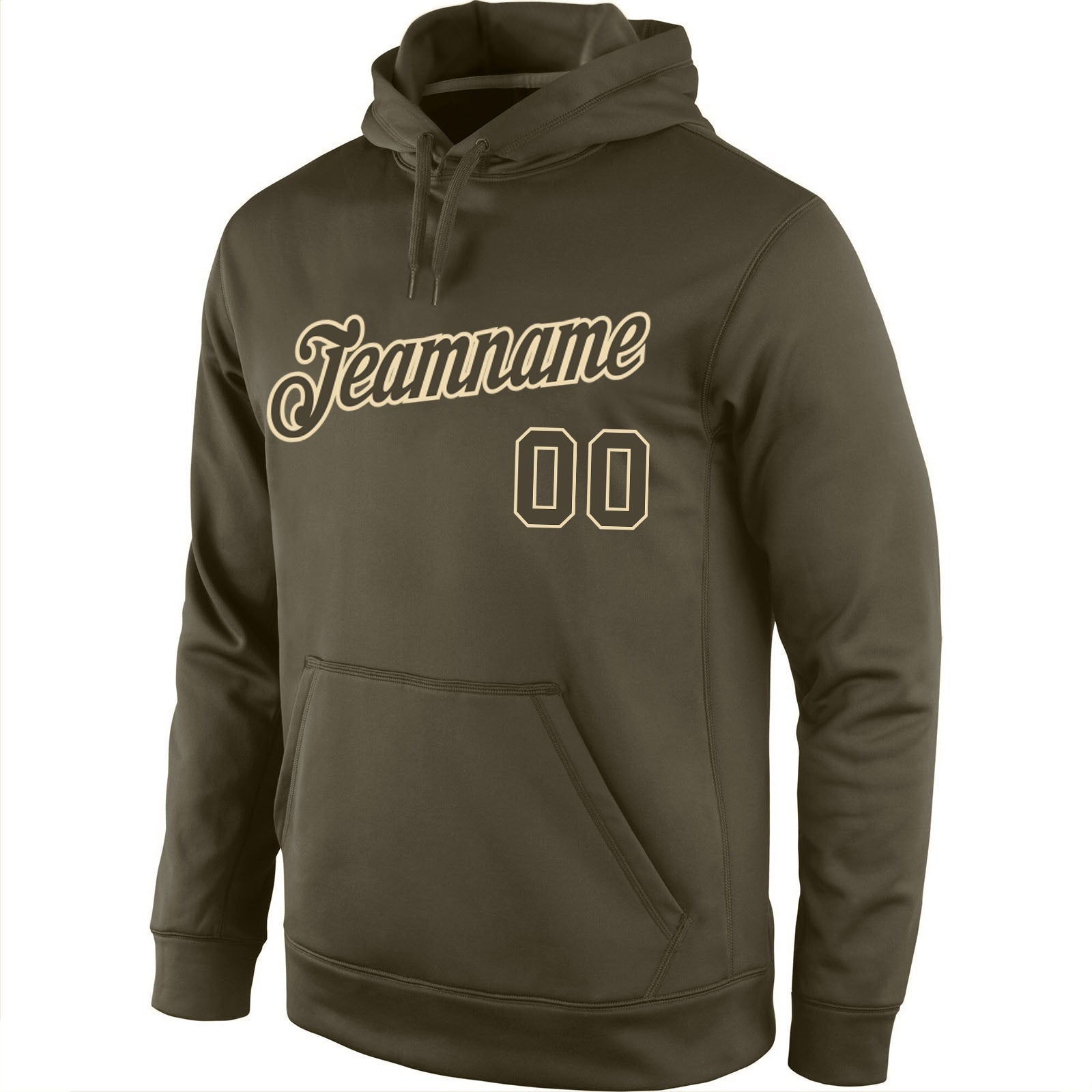 Custom Stitched Olive Olive-Cream Sports Pullover Sweatshirt Salute To Service Hoodie view 2