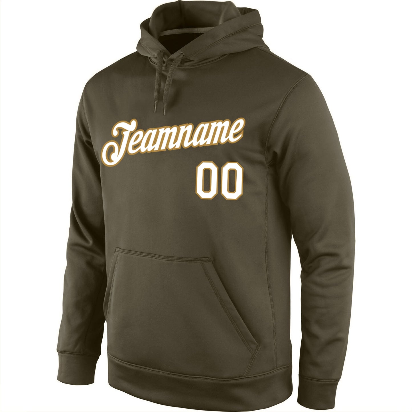 Custom Stitched Olive White-Old Gold Sports Pullover Sweatshirt Salute To Service Hoodie view 2