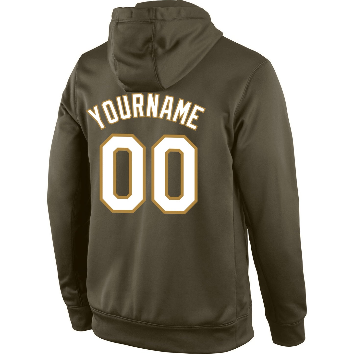 Custom Stitched Olive White-Old Gold Sports Pullover Sweatshirt Salute To Service Hoodie view 3