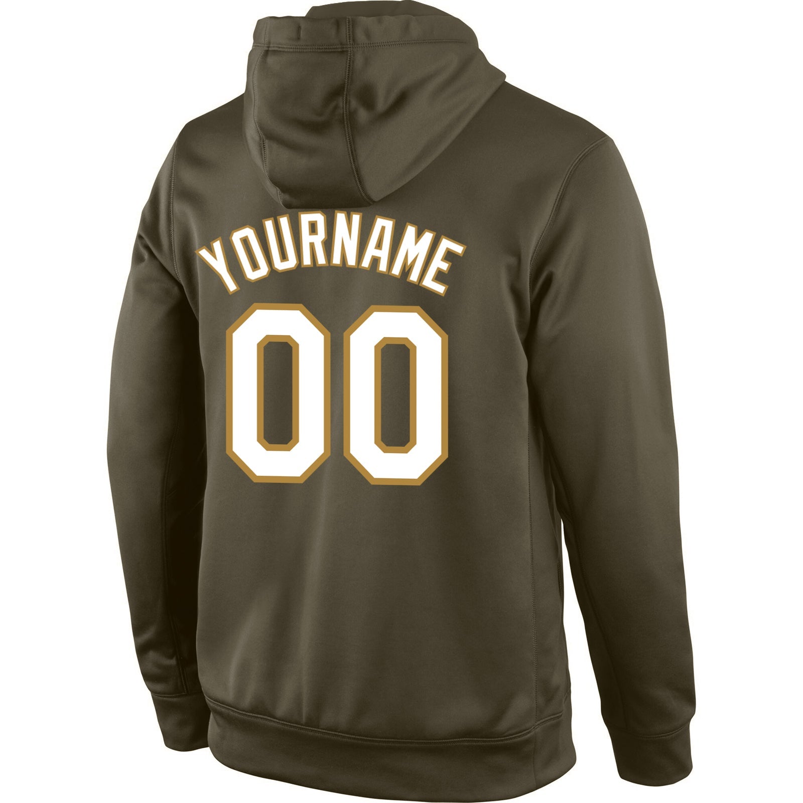 Custom Stitched Olive White-Old Gold Sports Pullover Sweatshirt Salute To Service Hoodie view 3