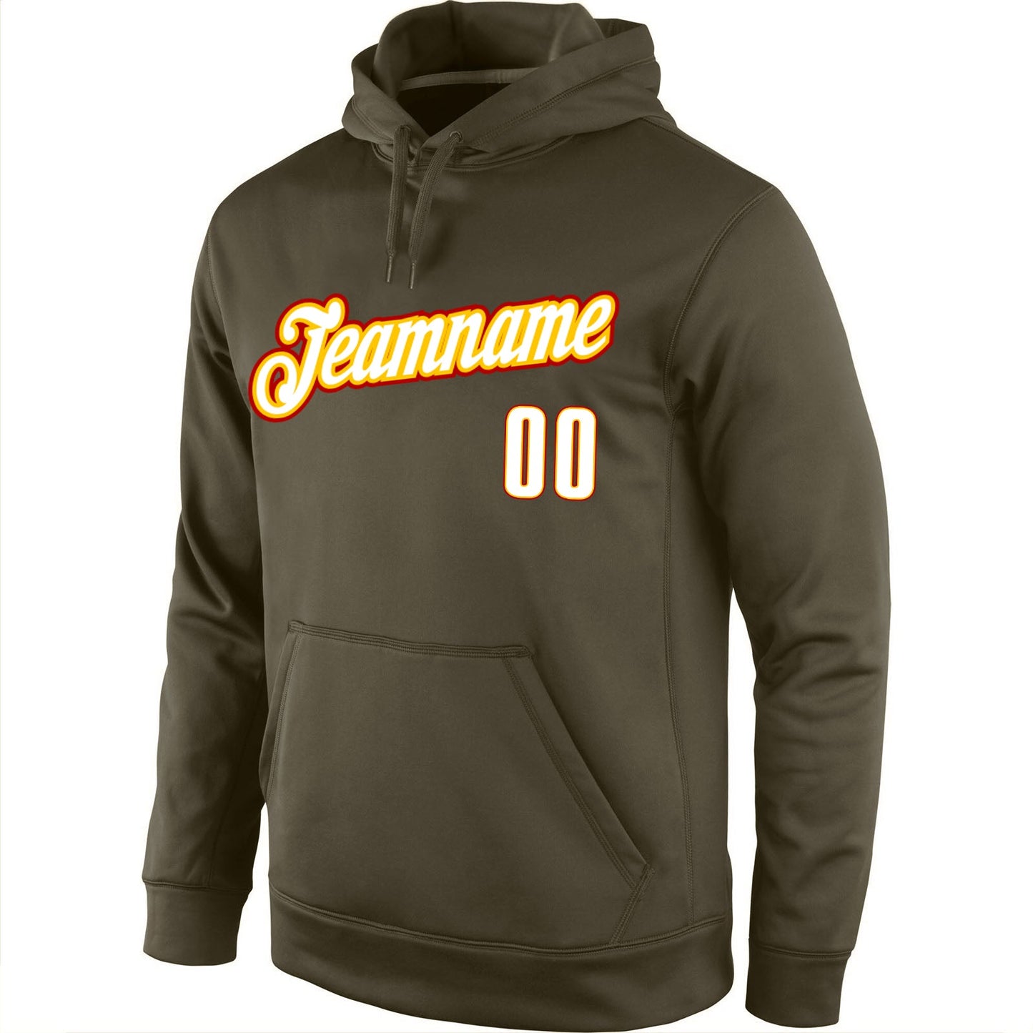 Custom Stitched Olive White-Gold Sports Pullover Sweatshirt Salute To Service Hoodie view 2