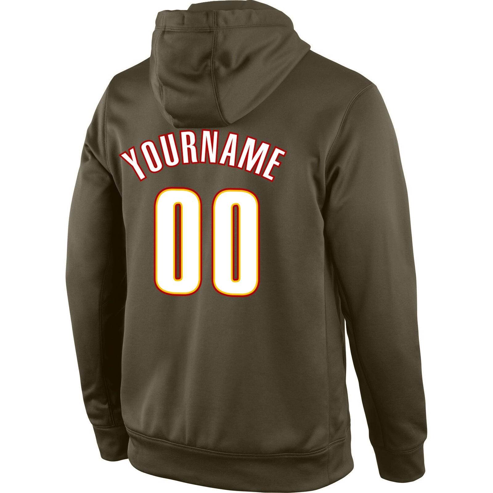 Custom Stitched Olive White-Gold Sports Pullover Sweatshirt Salute To Service Hoodie view 3