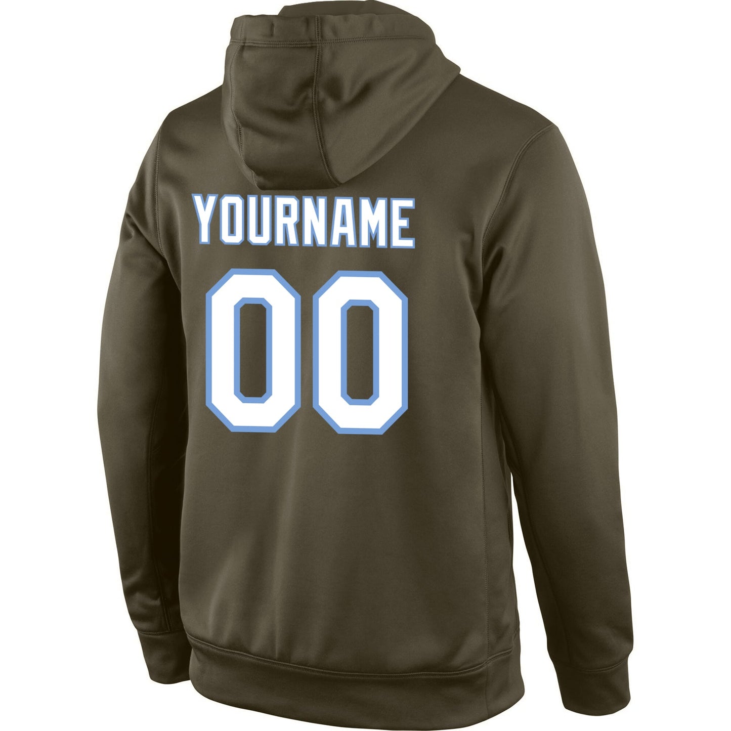 Custom Stitched Olive White-Light Blue Sports Pullover Sweatshirt Salute To Service Hoodie view 3