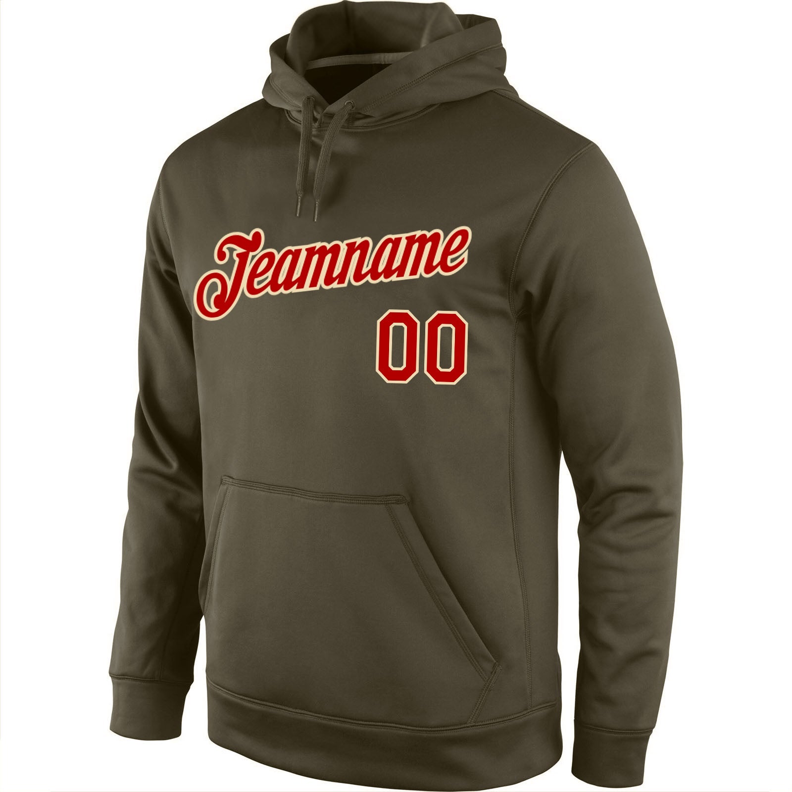 Custom Stitched Olive Red-Cream Sports Pullover Sweatshirt Salute To Service Hoodie view 2
