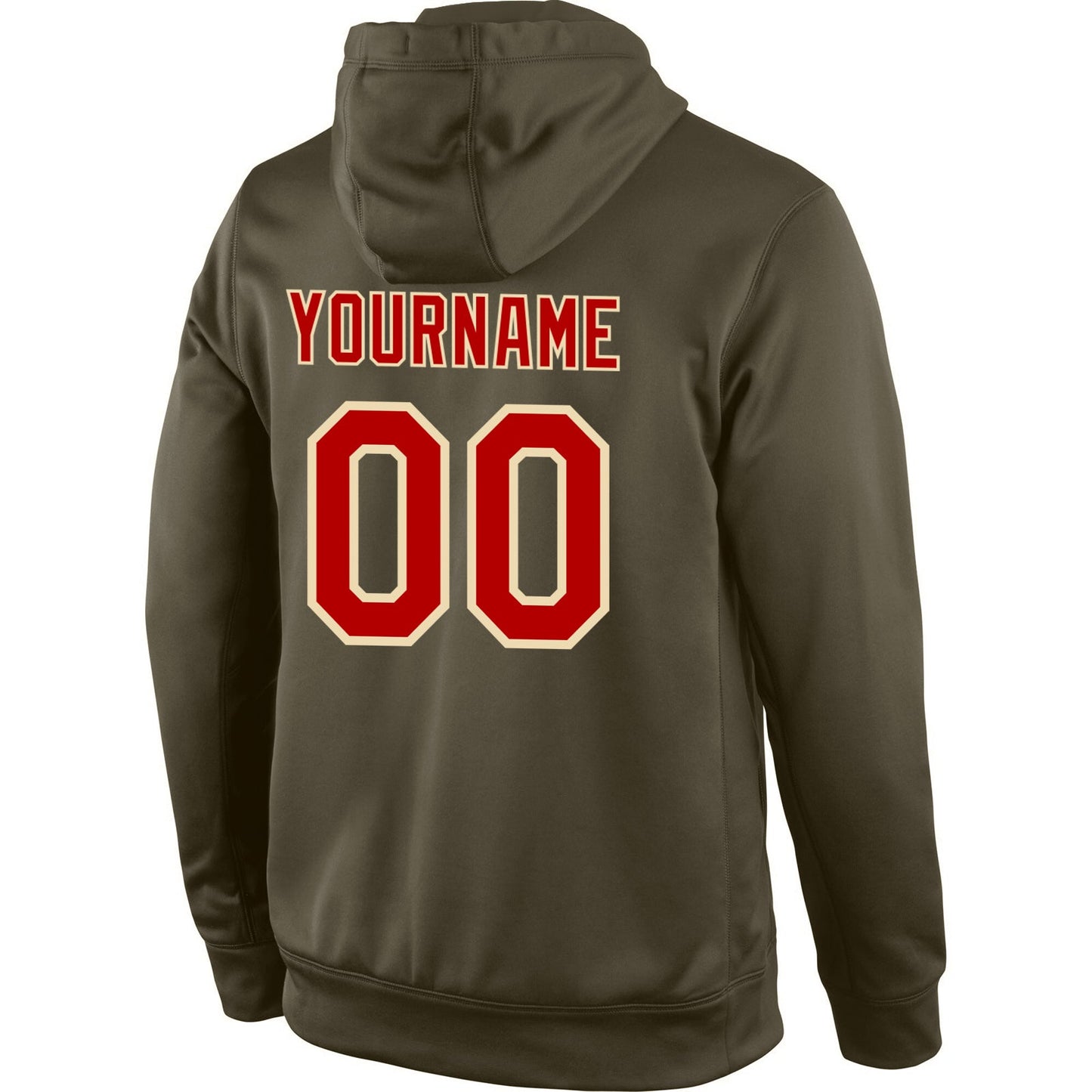 Custom Stitched Olive Red-Cream Sports Pullover Sweatshirt Salute To Service Hoodie view 3