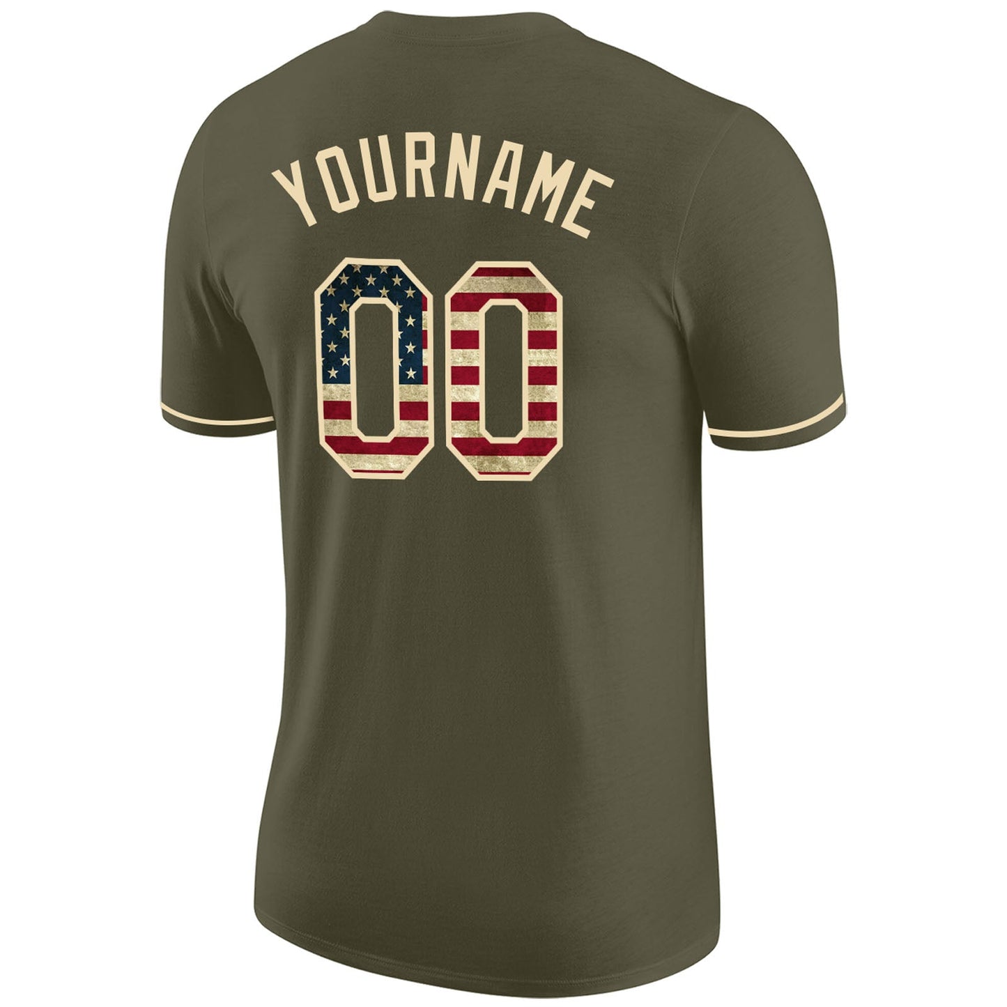 Custom Olive Vintage USA Flag-Cream Performance Salute To Service T-Shirt view 6