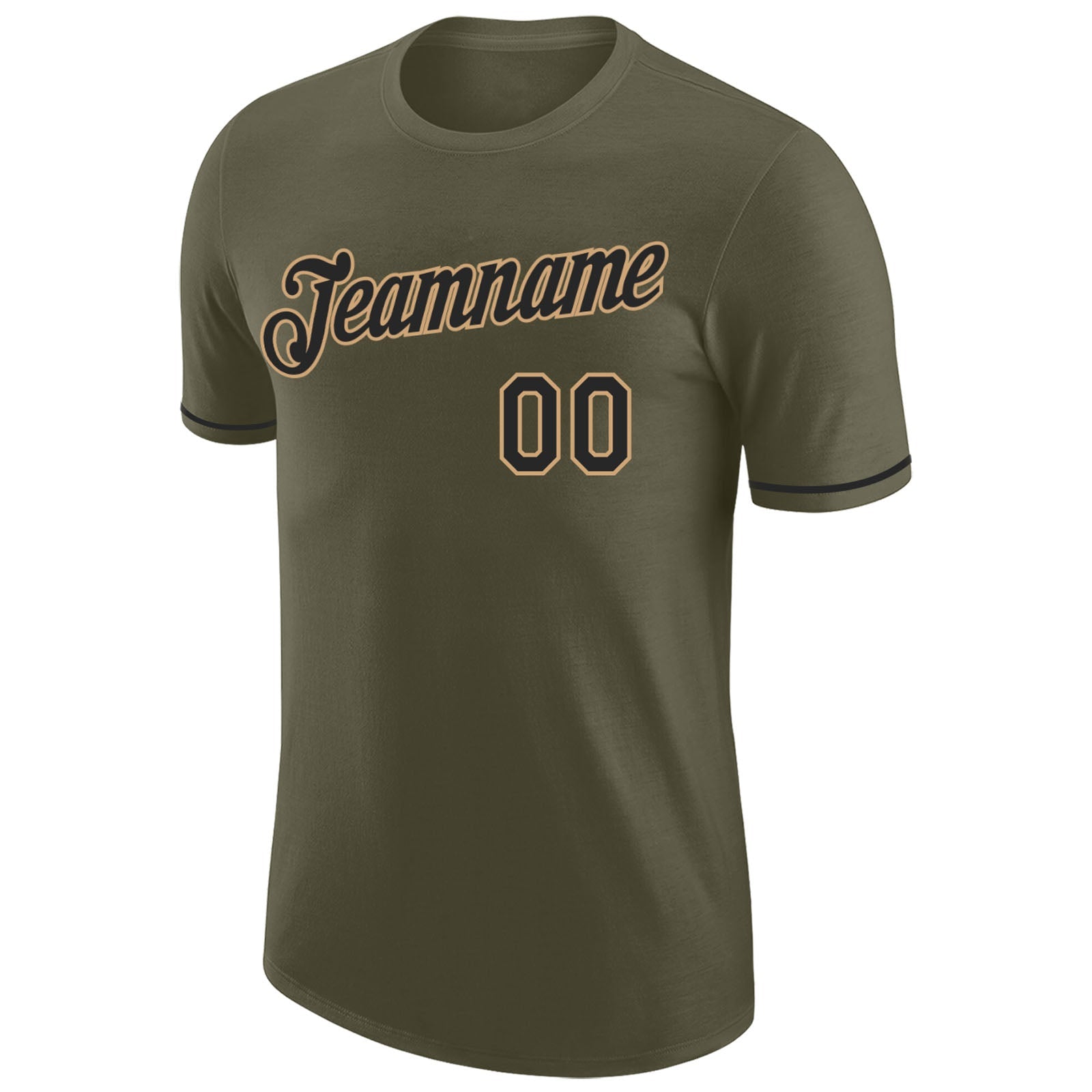 Custom Olive Black-Old Gold Performance Salute To Service T-Shirt view 5