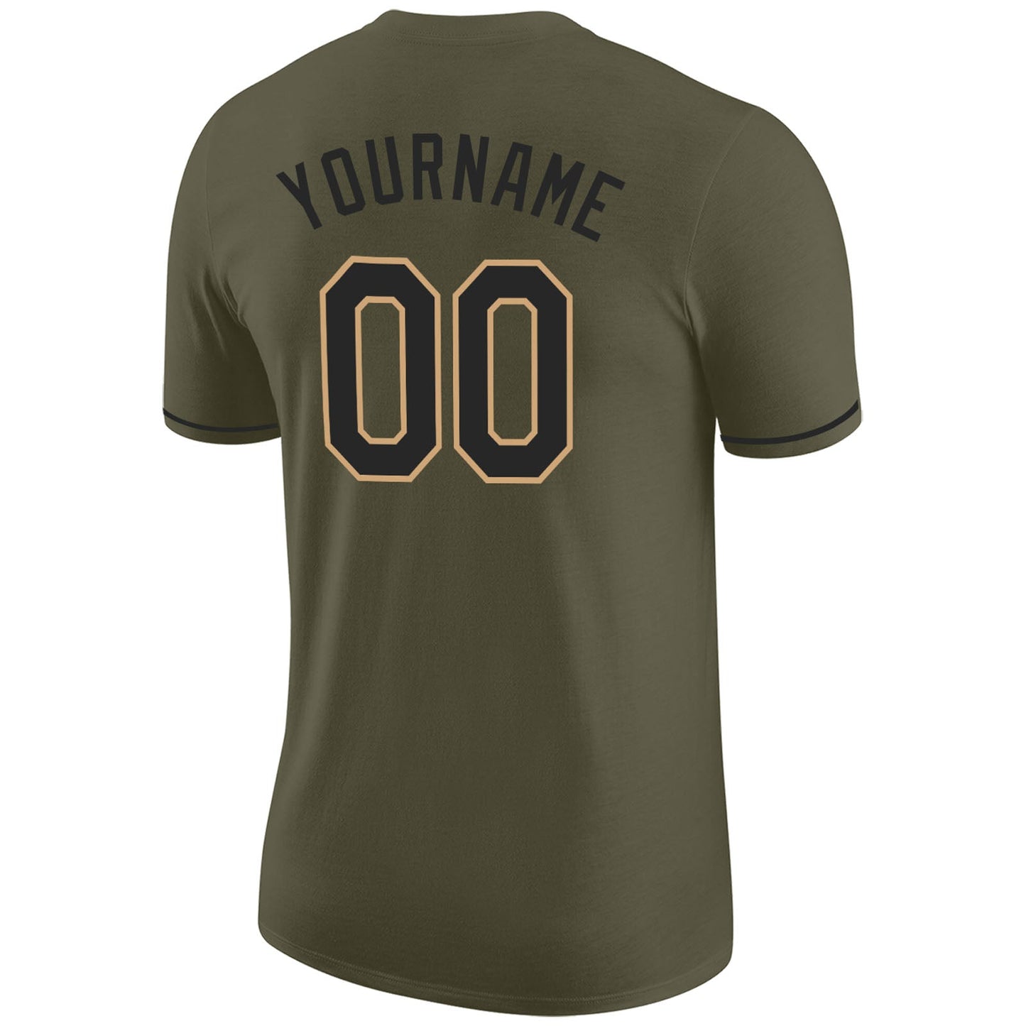 Custom Olive Black-Old Gold Performance Salute To Service T-Shirt view 6