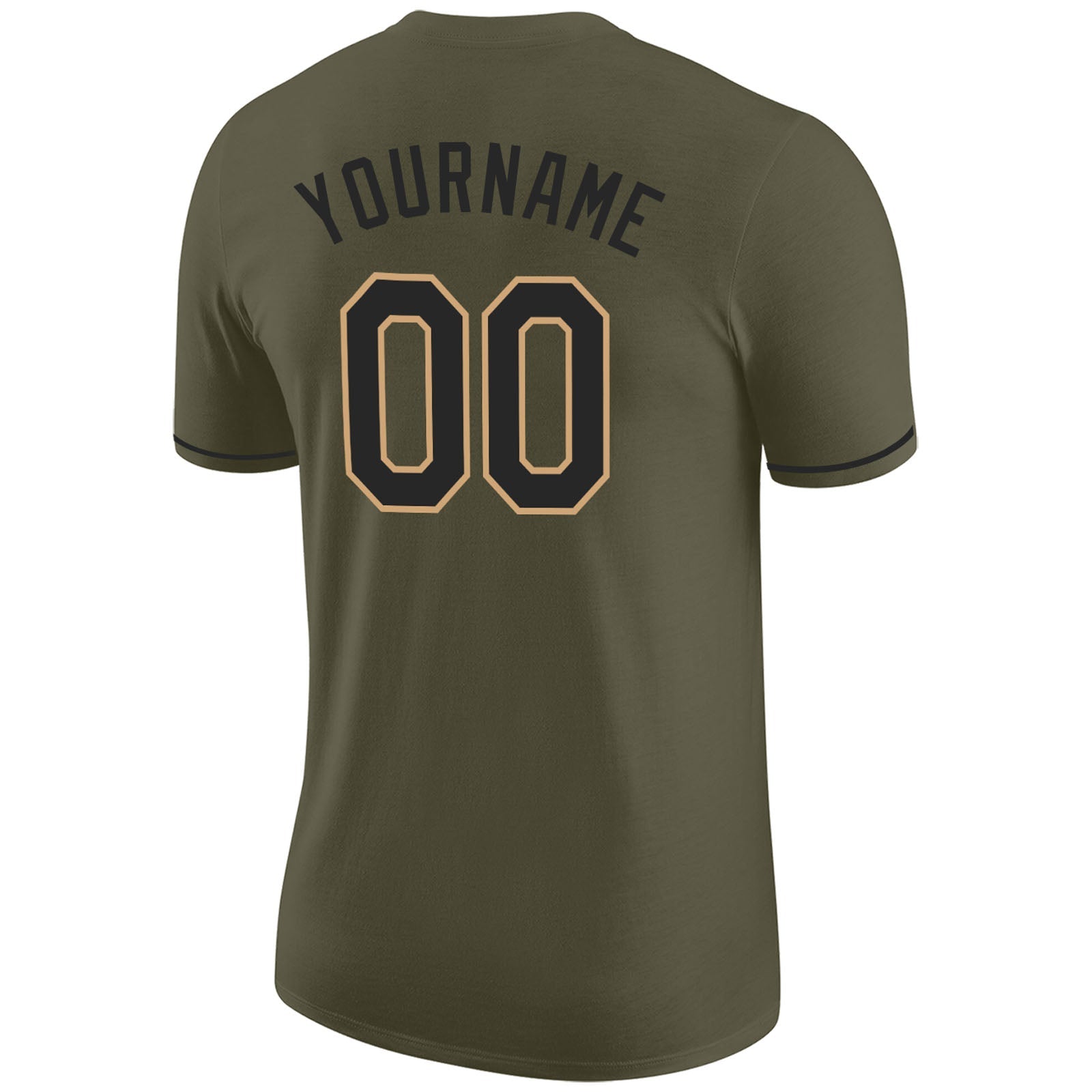 Custom Olive Black-Old Gold Performance Salute To Service T-Shirt view 6