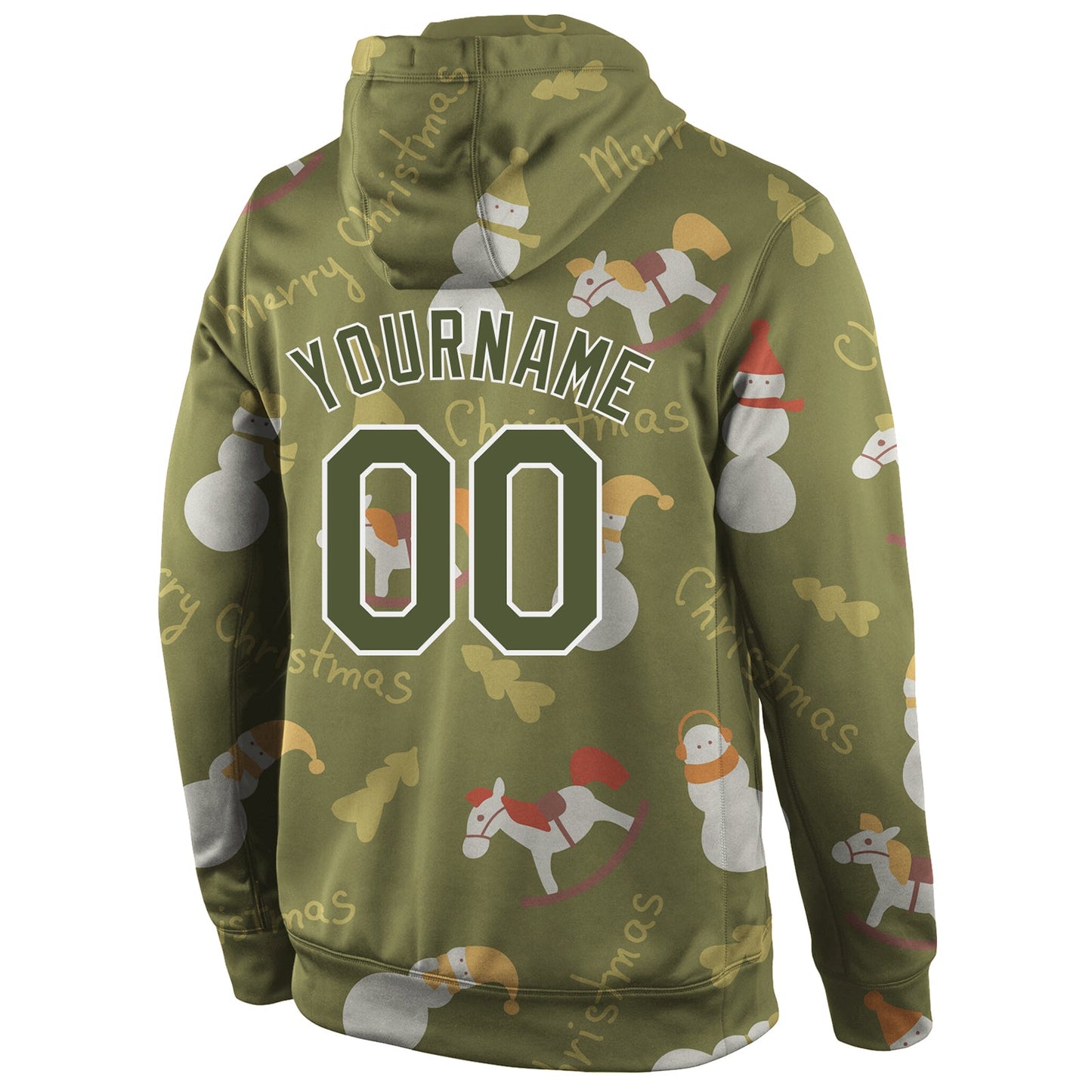 Custom Stitched Olive Olive-White Christmas 3D Sports Pullover Sweatshirt Salute To Service Hoodie view 2