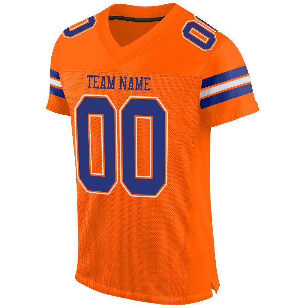 Custom Orange Royal-White Mesh Authentic Football Jersey view 2