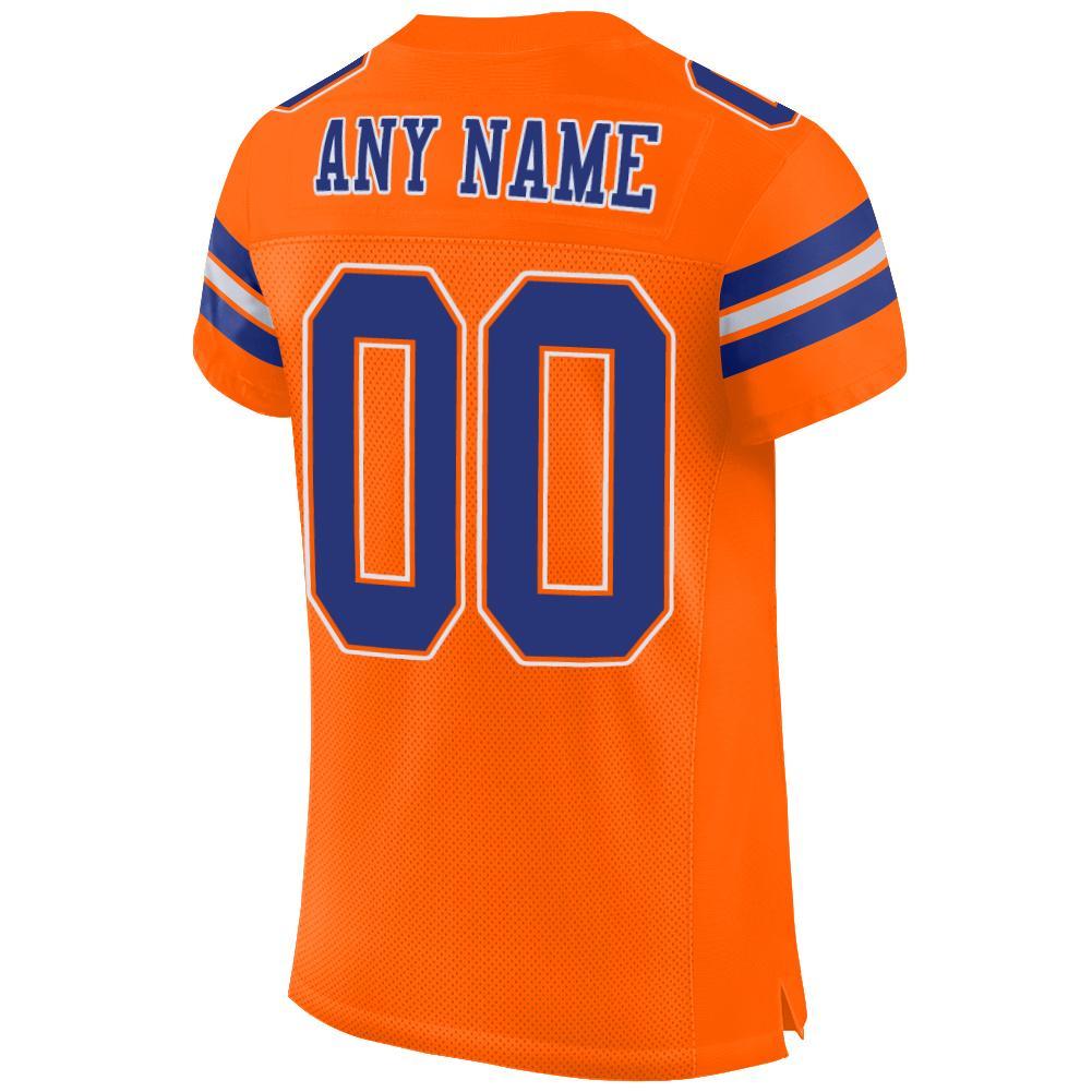 Custom Orange Royal-White Mesh Authentic Football Jersey view 3