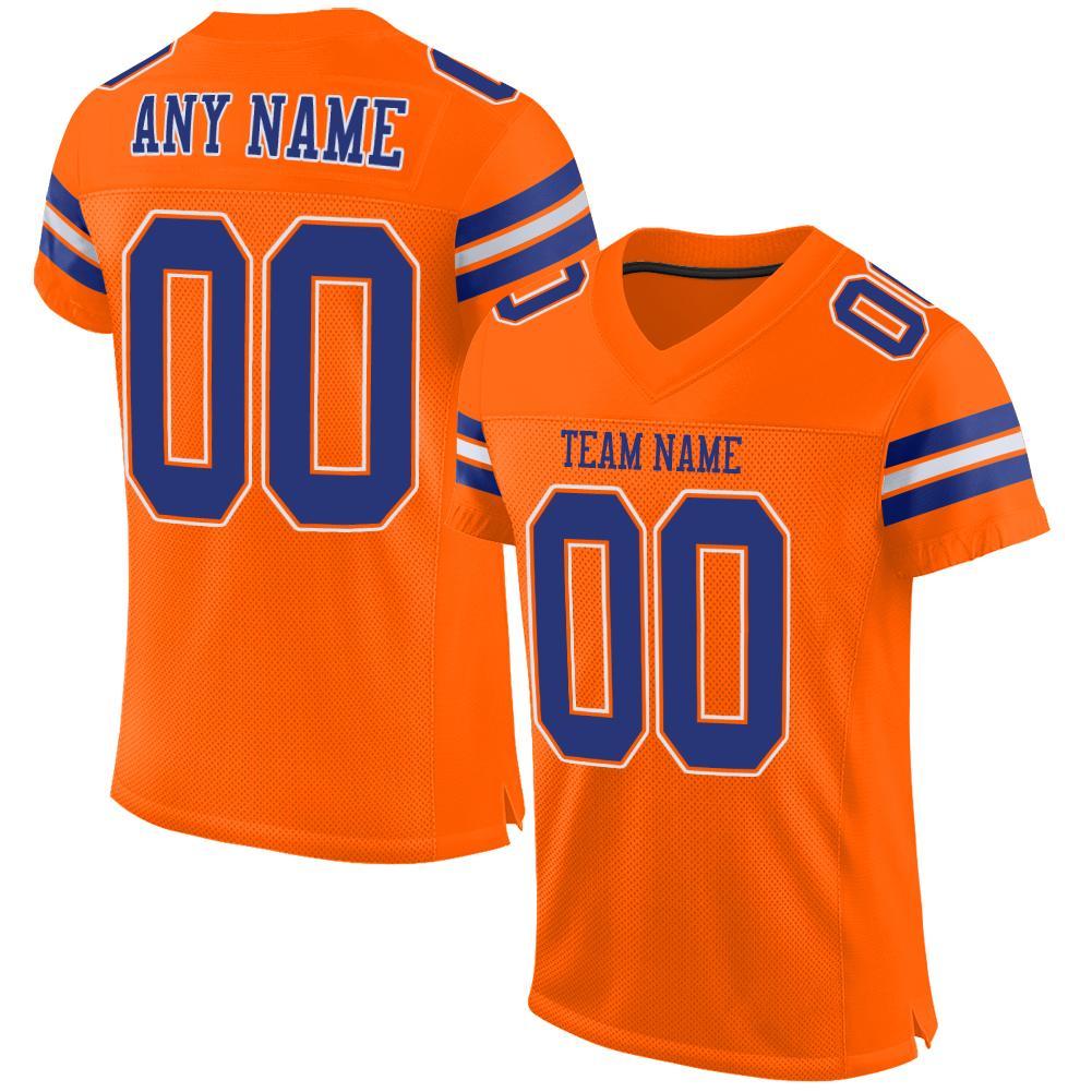 Custom Orange Royal-White Mesh Authentic Football Jersey - Main View