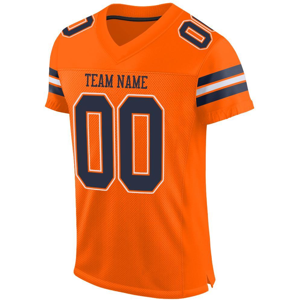 Custom Orange Navy-White Mesh Authentic Football Jersey view 2