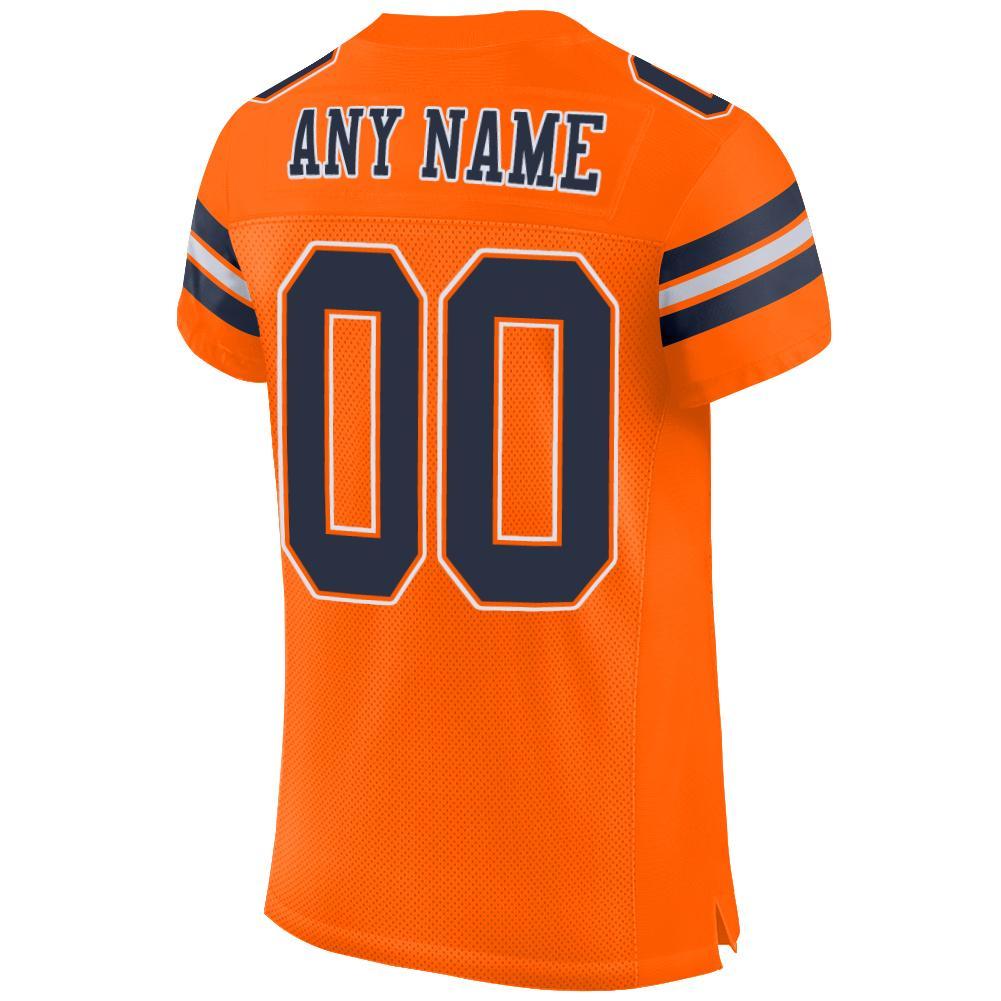 Custom Orange Navy-White Mesh Authentic Football Jersey view 3