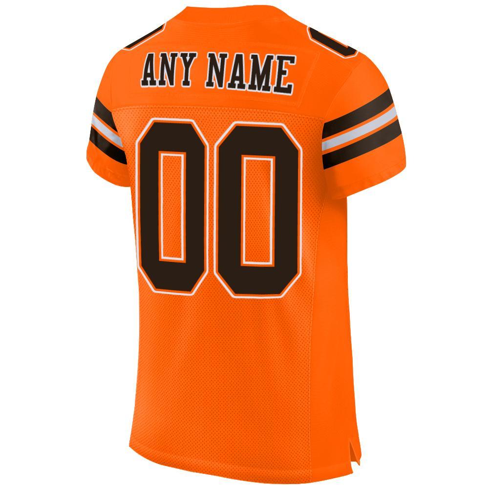 Custom Orange Brown-White Mesh Authentic Football Jersey view 3