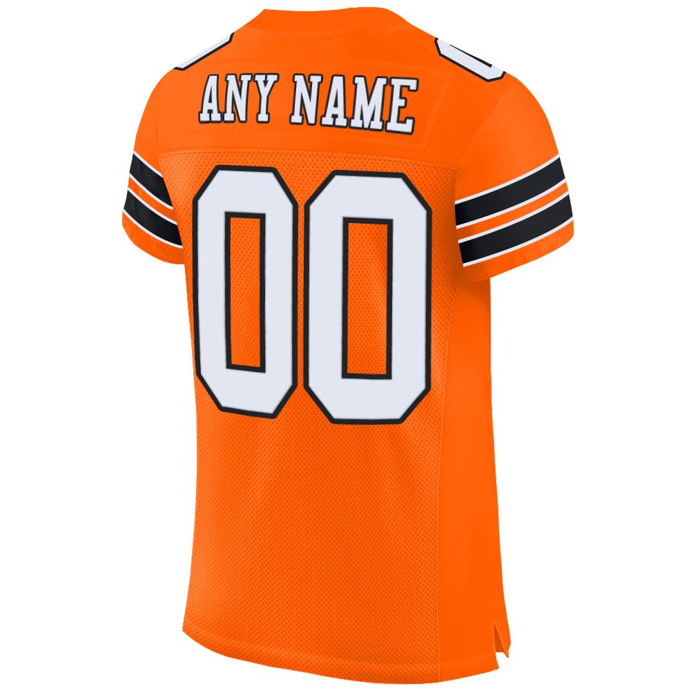 Custom Orange White-Black Mesh Authentic Football Jersey view 3