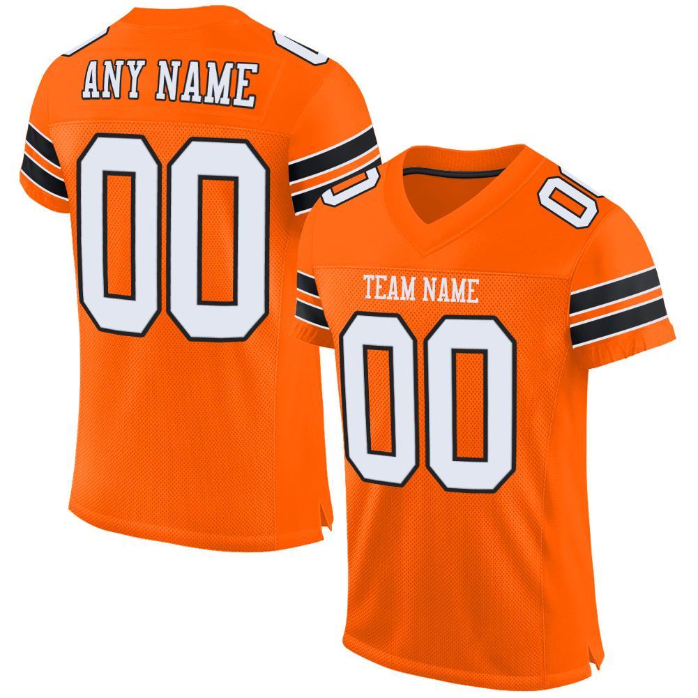 Custom Orange White-Black Mesh Authentic Football Jersey - Main View