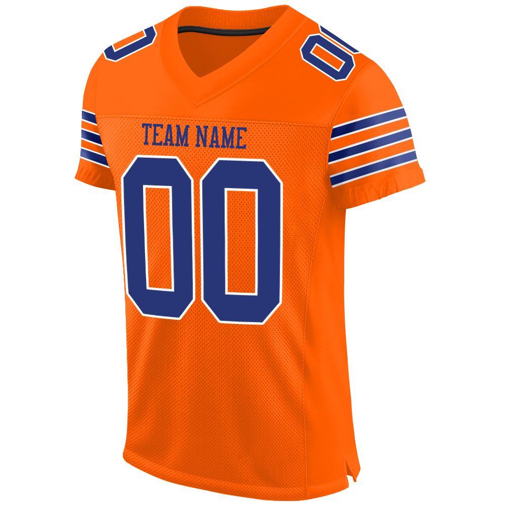 Custom Orange Royal-White Mesh Authentic Football Jersey view 2