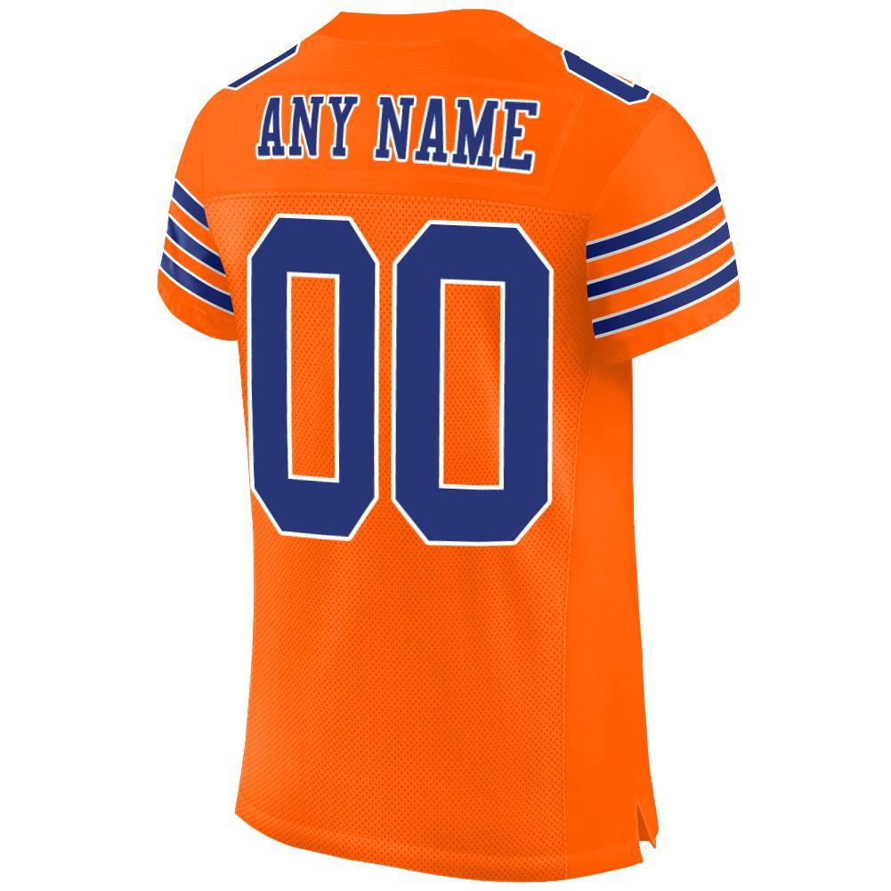 Custom Orange Royal-White Mesh Authentic Football Jersey view 3