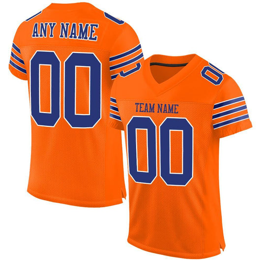 Custom Orange Royal-White Mesh Authentic Football Jersey - Main View