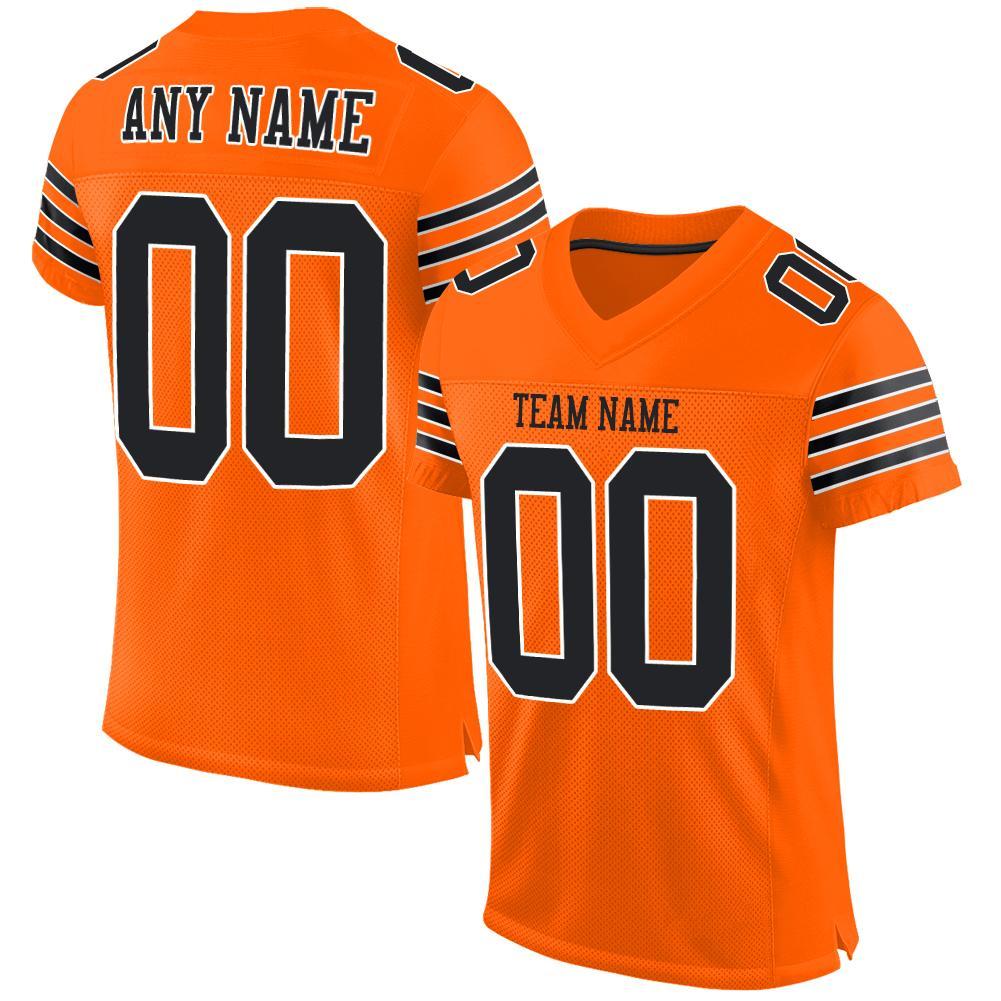 Custom Orange Black-White Mesh Authentic Football Jersey - Main View