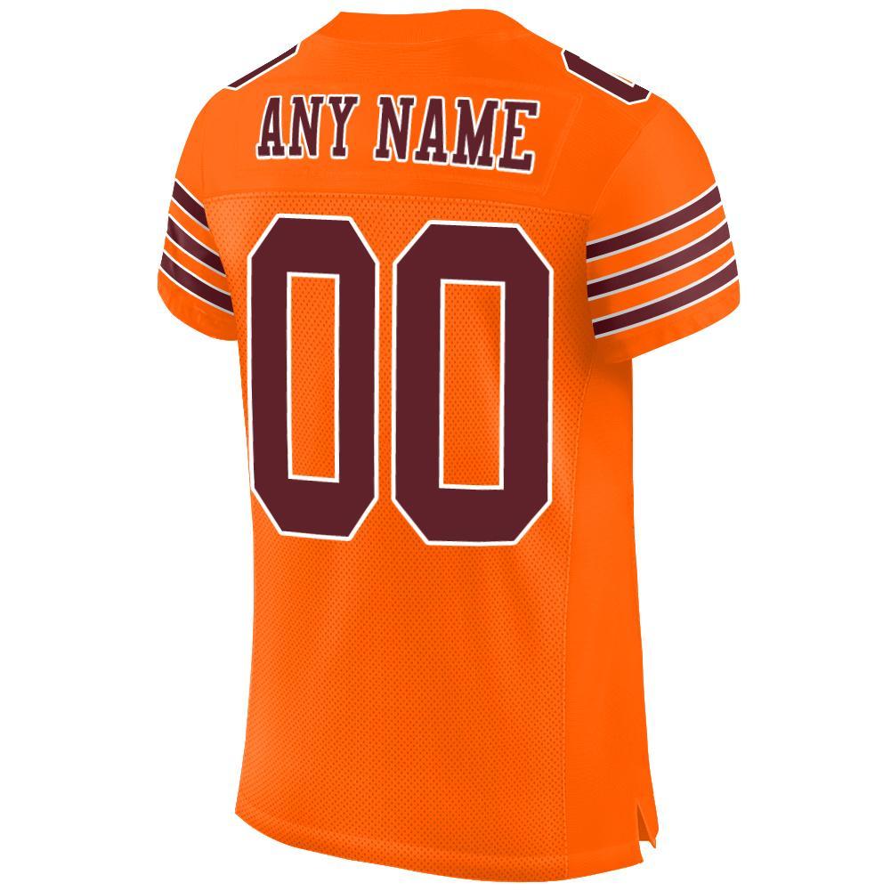 Custom Orange Burgundy-White Mesh Authentic Football Jersey view 3