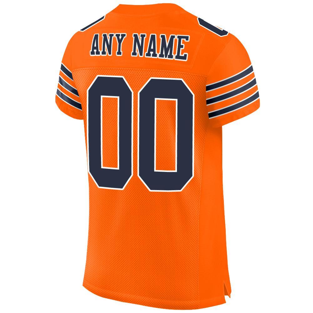 Custom Orange Navy-White Mesh Authentic Football Jersey view 3