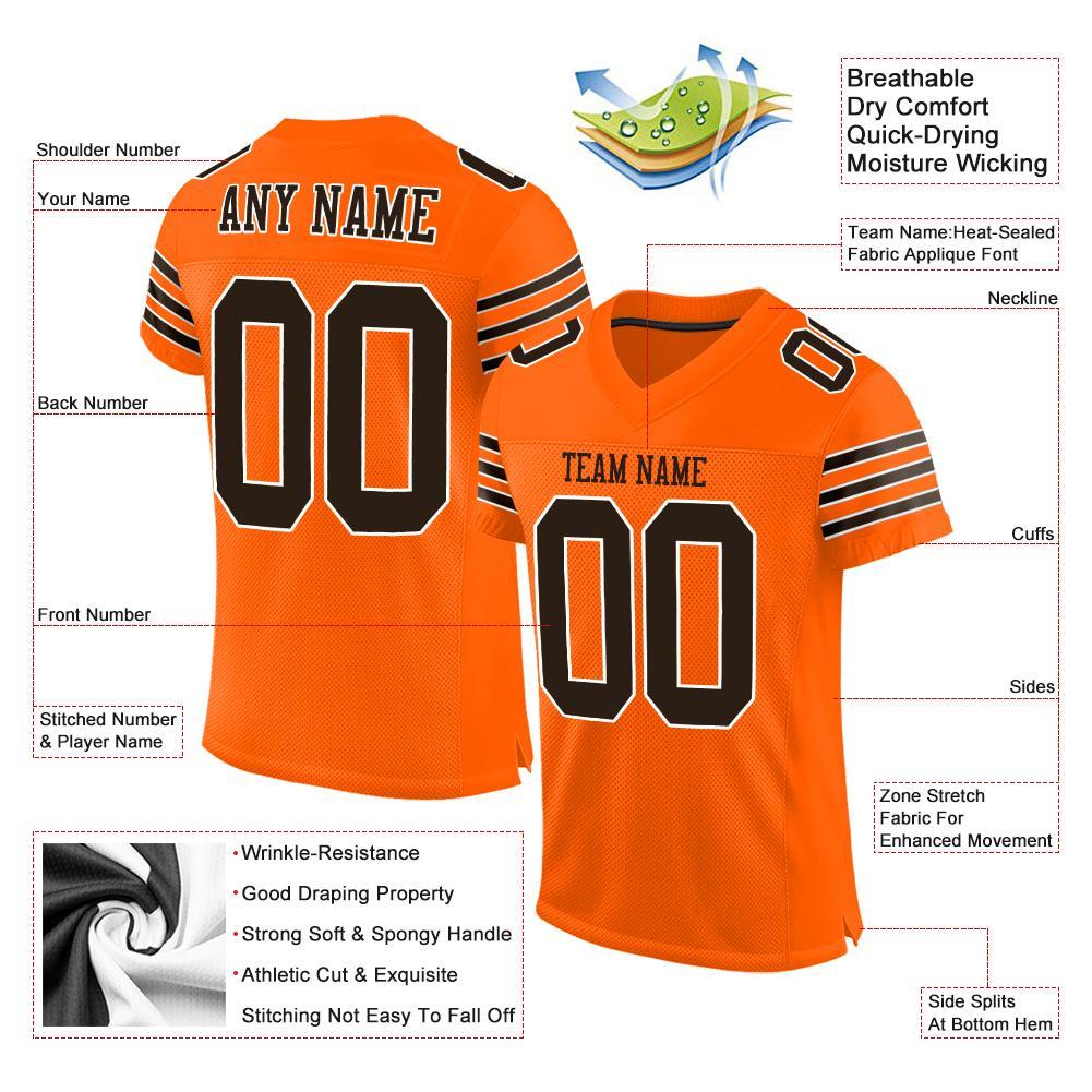 Custom Orange Brown-White Mesh Authentic Football Jersey view 4