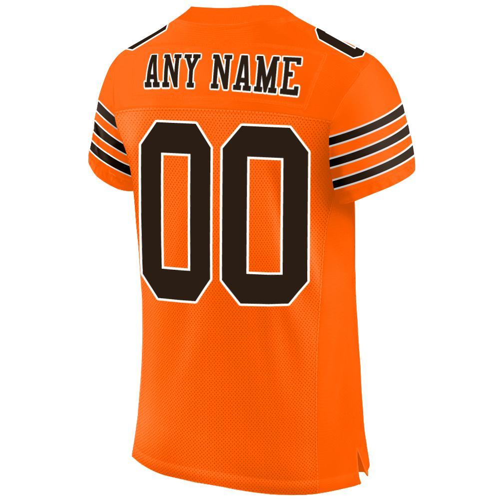 Custom Orange Brown-White Mesh Authentic Football Jersey view 3