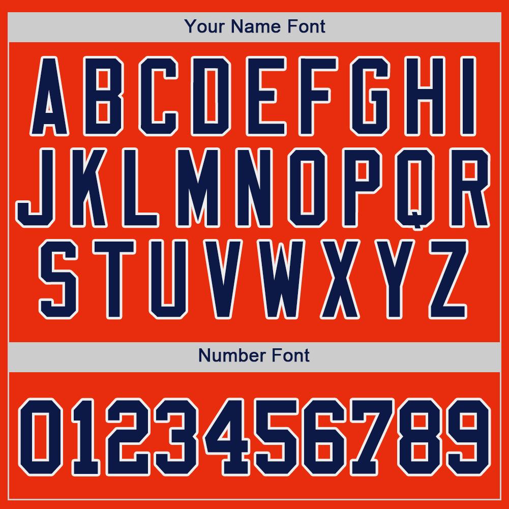Custom Orange Navy-White Authentic Baseball Jersey view 4
