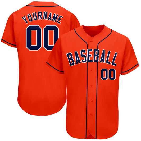 Custom Orange Navy-White Authentic Baseball Jersey - Main View