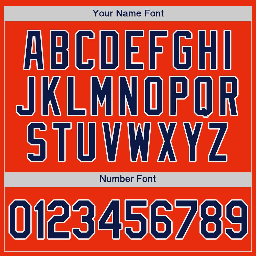 Custom Orange Navy-White Authentic Baseball Jersey view 4