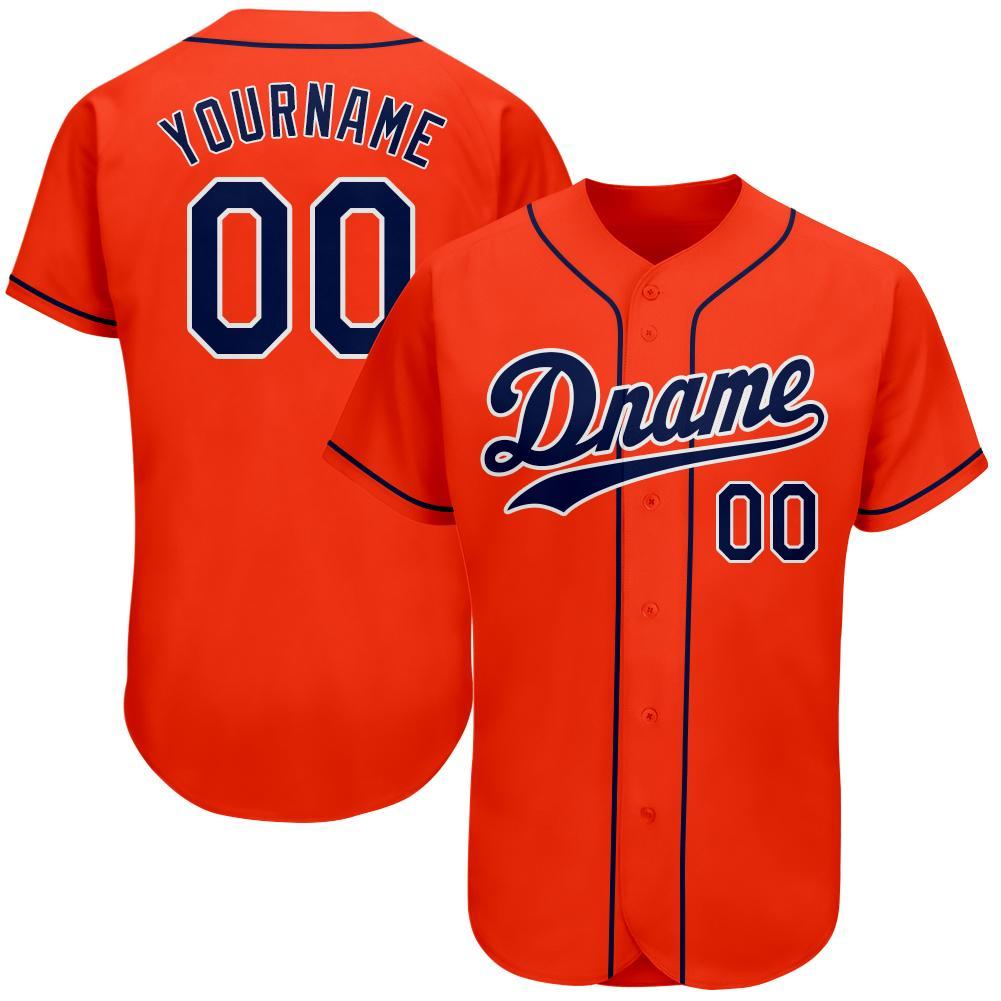 Custom Orange Navy-White Authentic Baseball Jersey - Main View